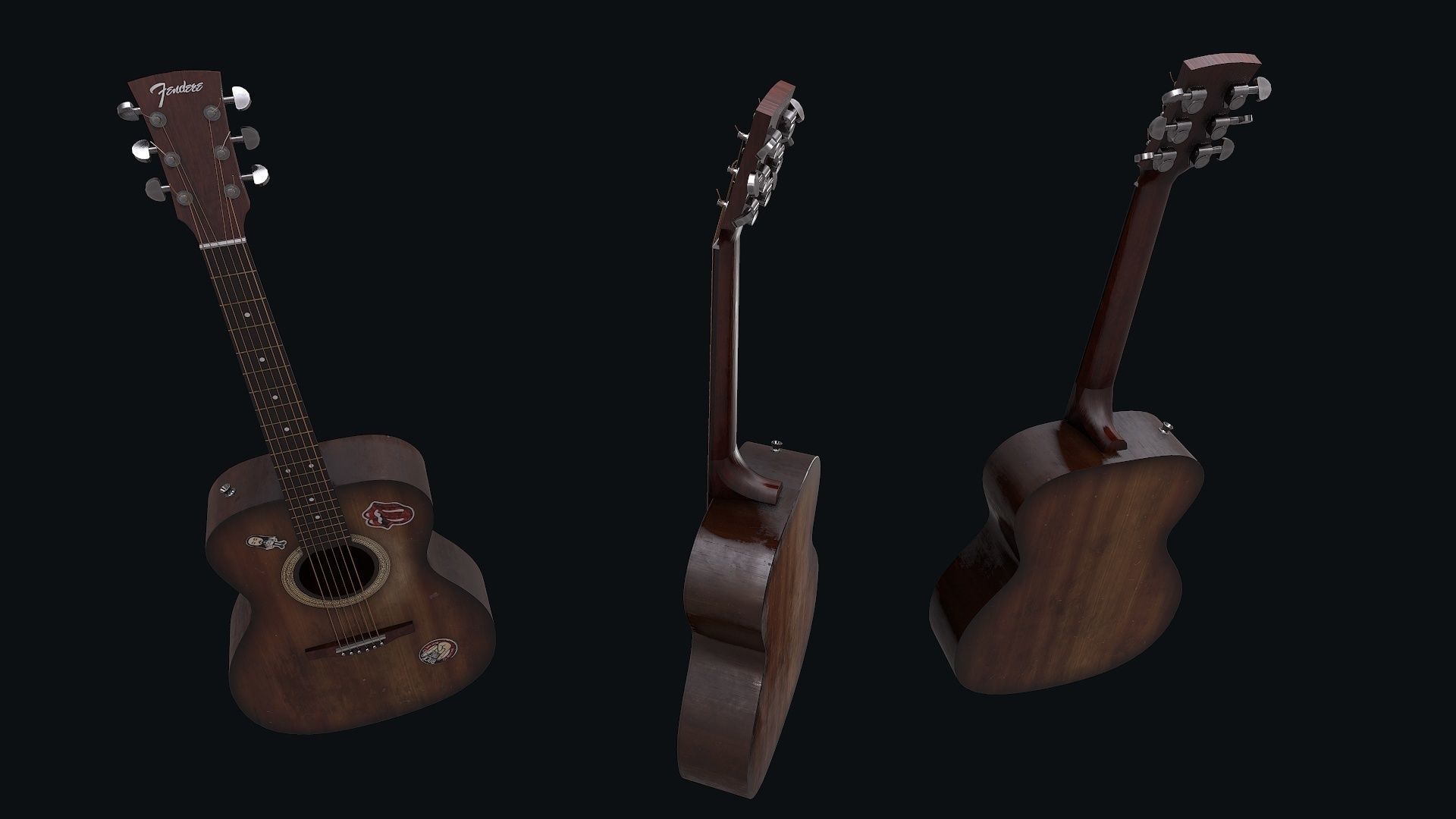 Guitar Low-poly 3D model_5