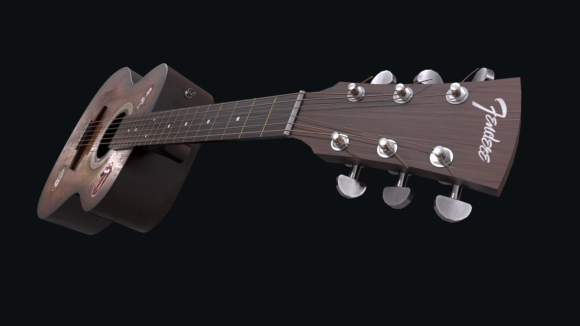 Guitar Low-poly 3D model_2
