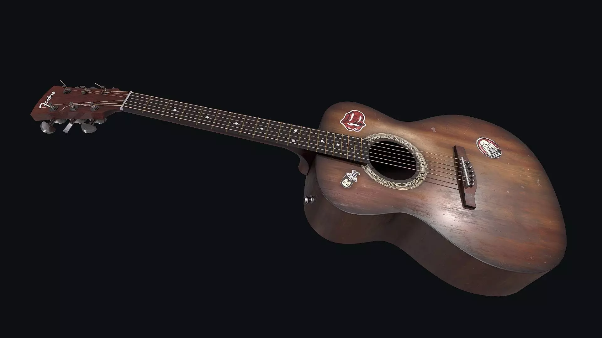 Guitar Low-poly 3D model_0