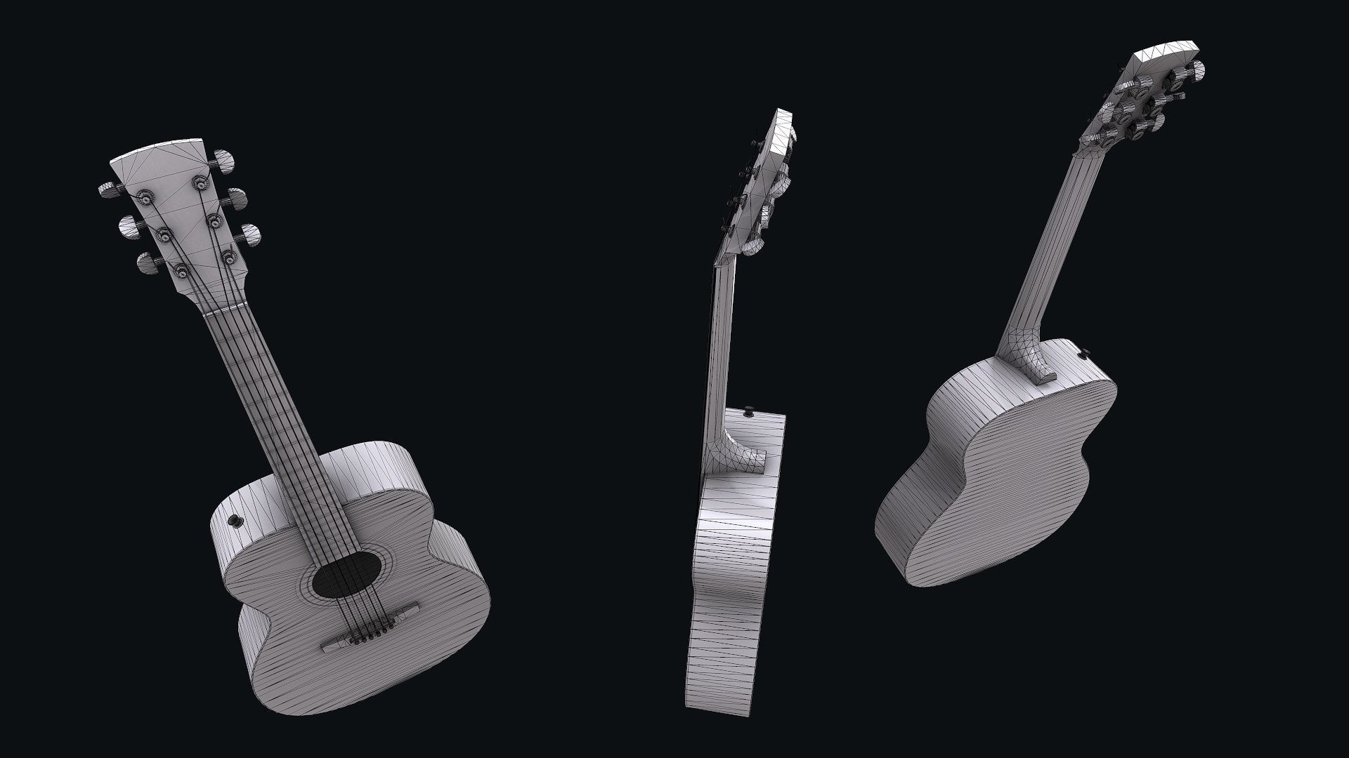 Guitar Low-poly 3D model_7