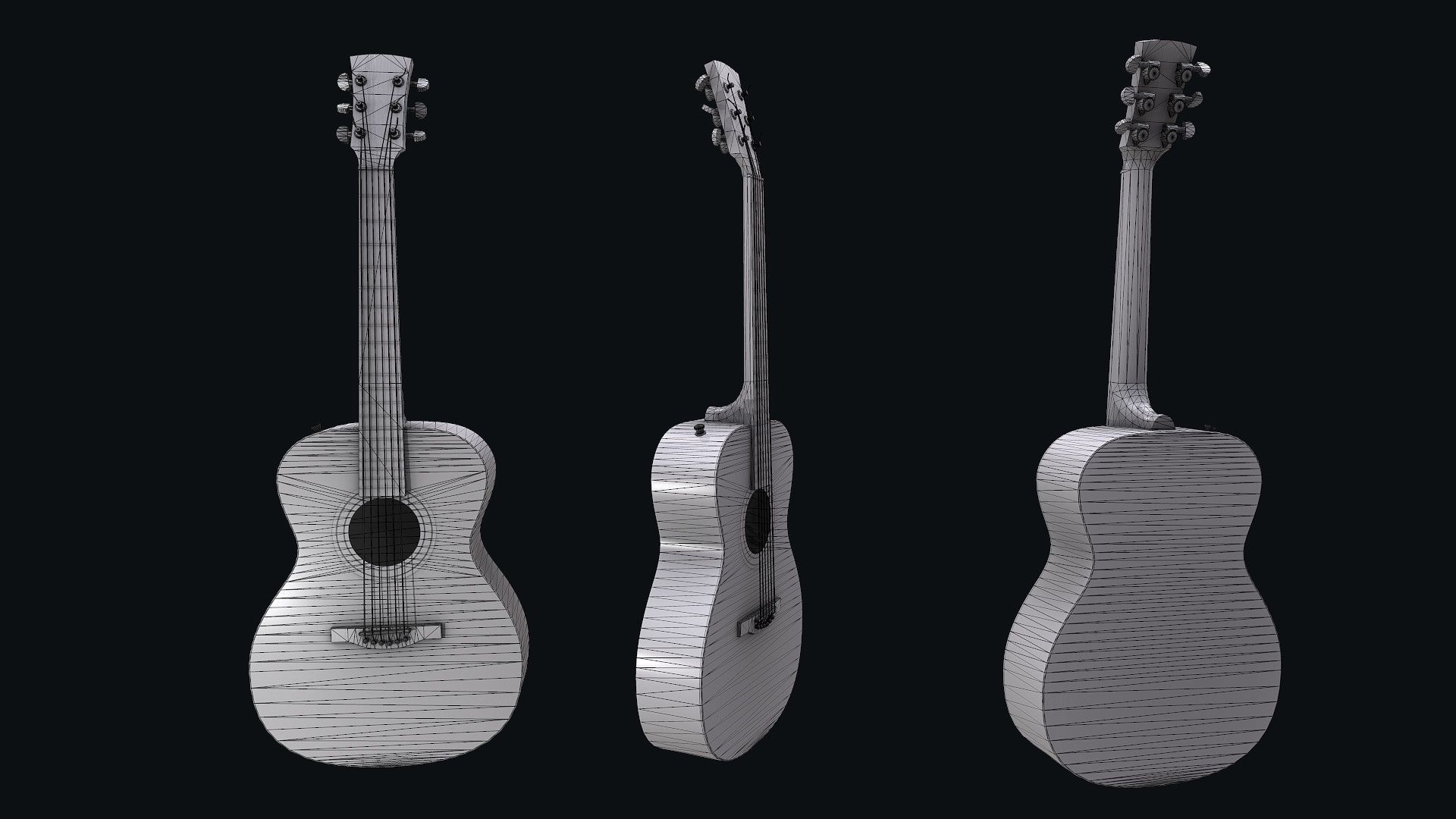 Guitar Low-poly 3D model_6