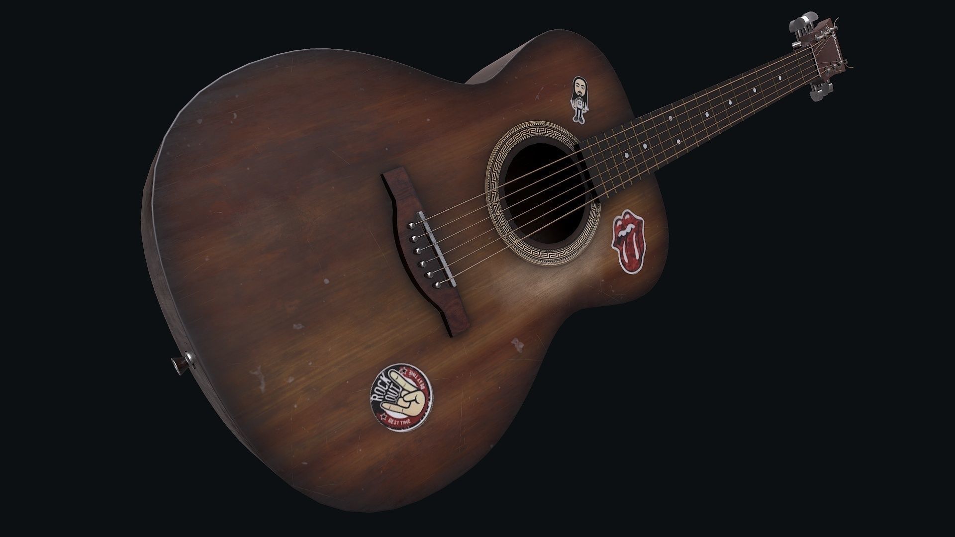 Guitar Low-poly 3D model_3