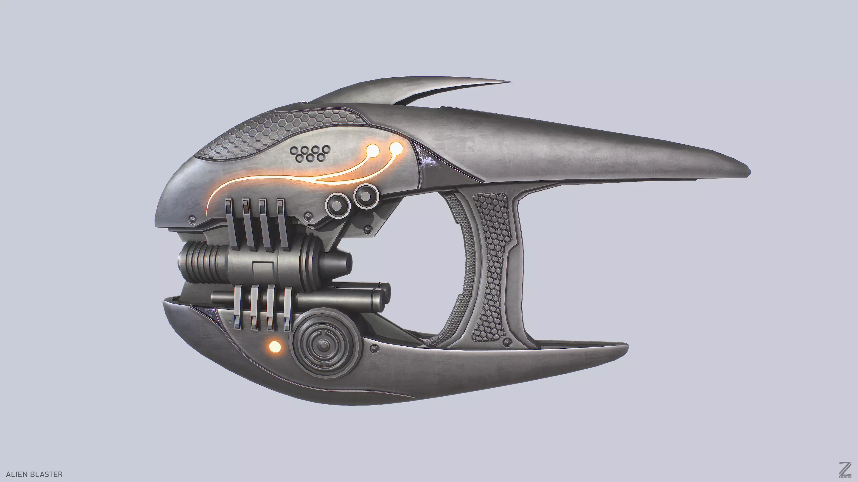 Alien blaster Low-poly 3D model_0