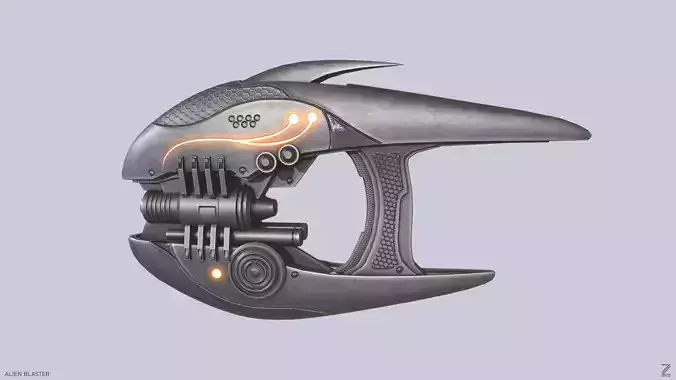 Alien blaster Low-poly 3D model