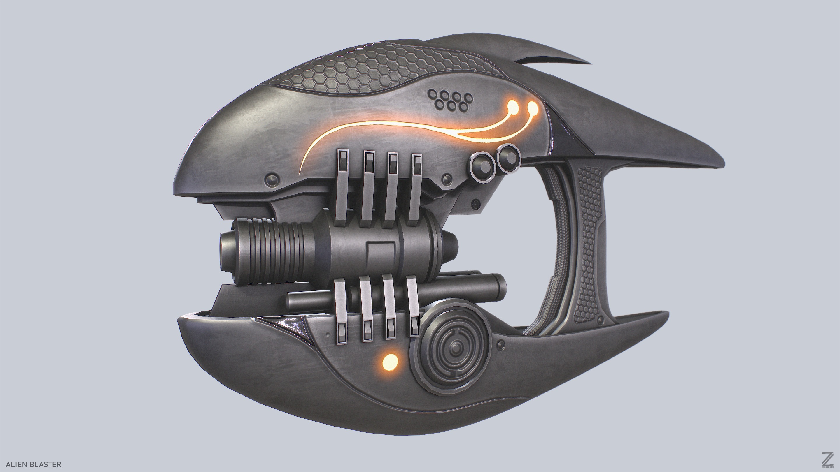 Alien blaster Low-poly 3D model_8