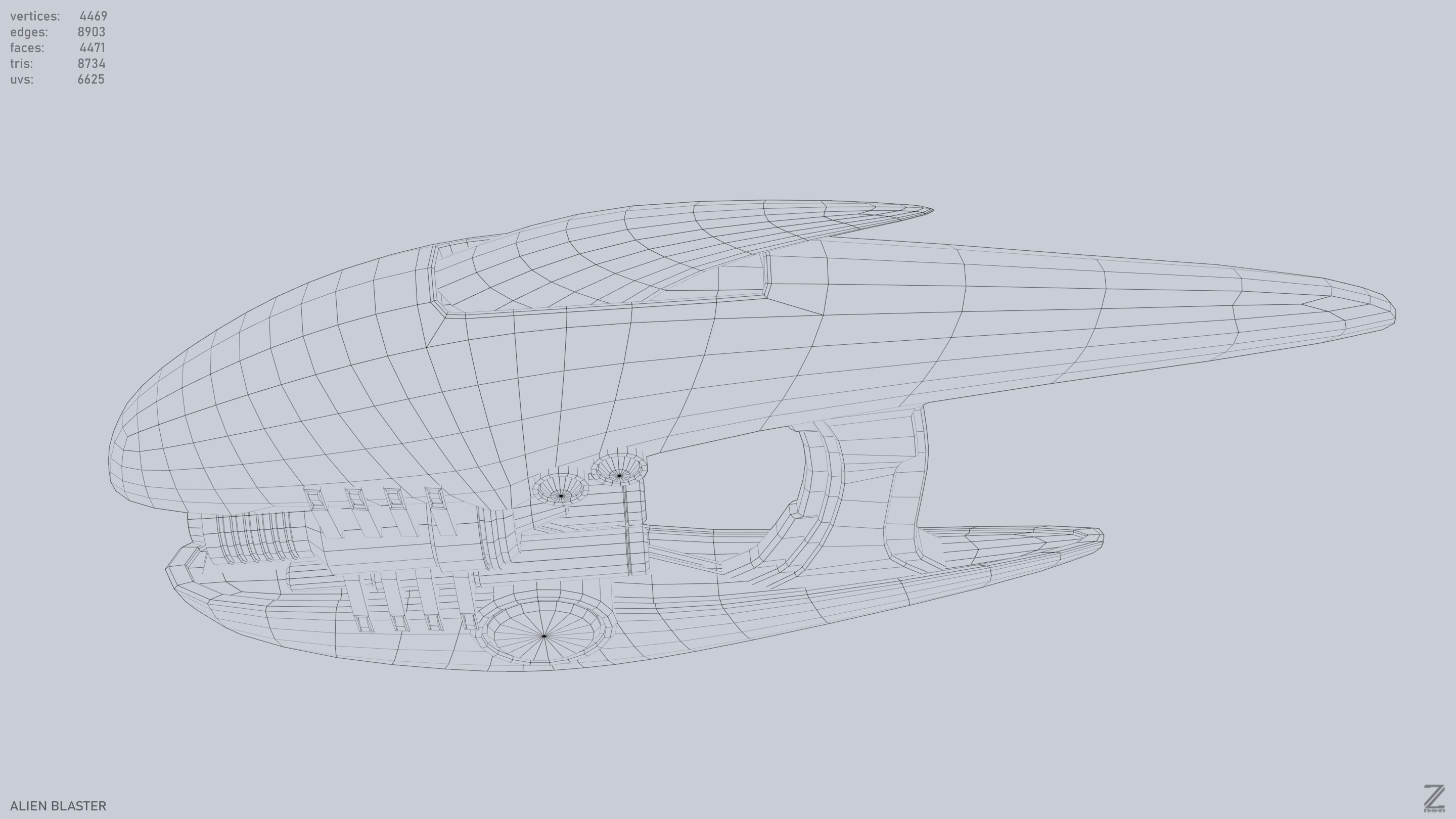 Alien blaster Low-poly 3D model_13