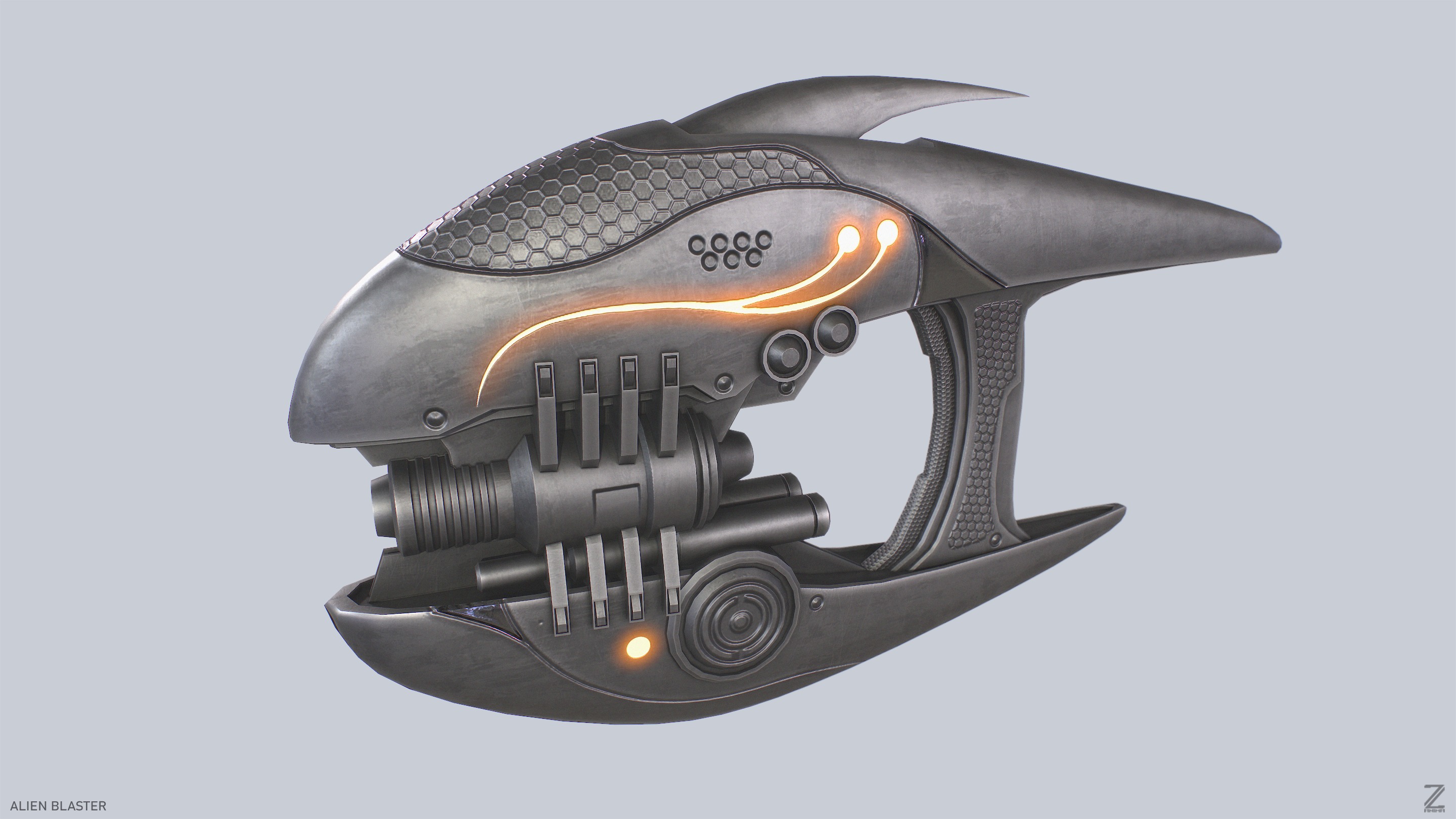 Alien blaster Low-poly 3D model_2