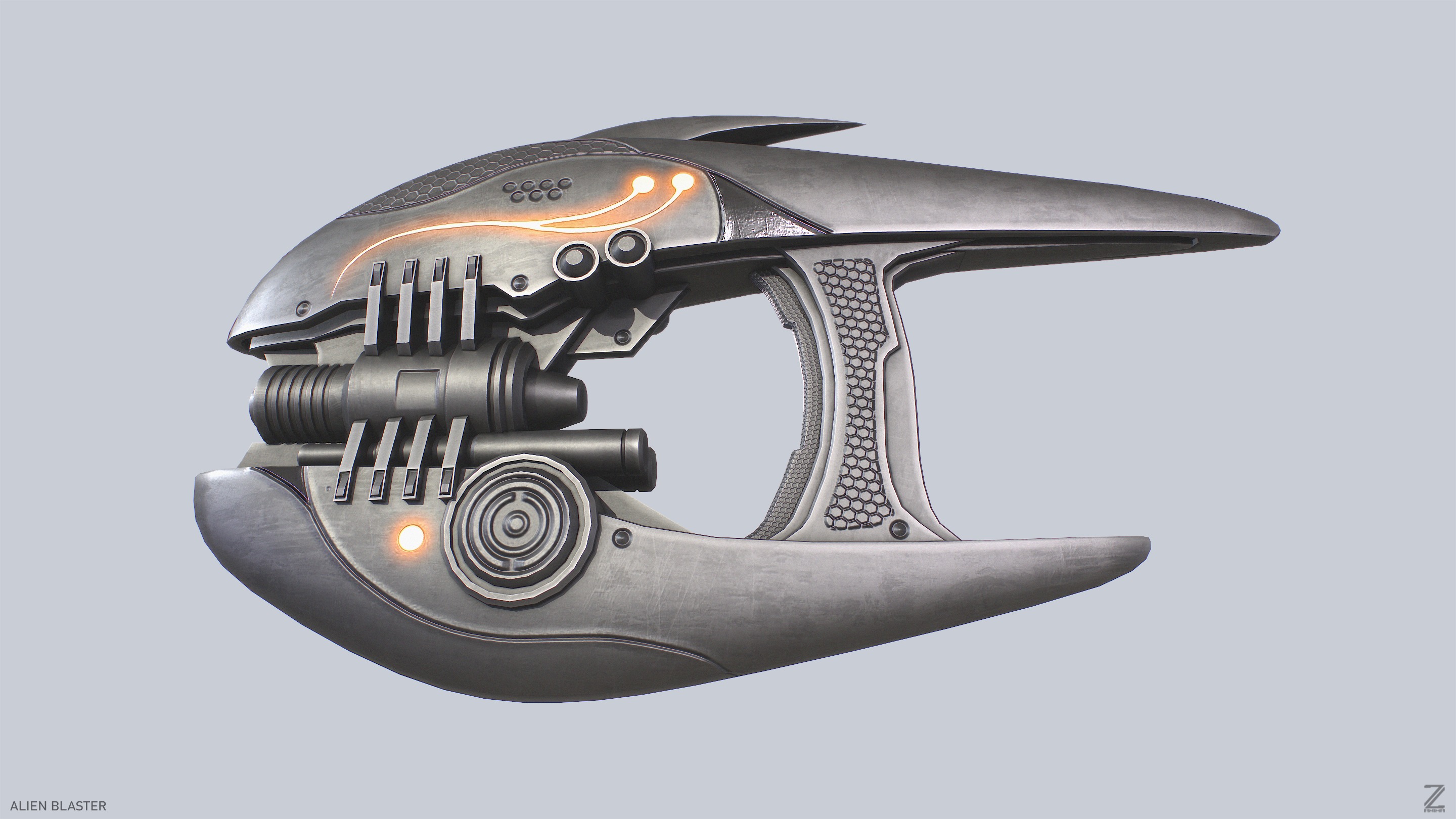 Alien blaster Low-poly 3D model_4