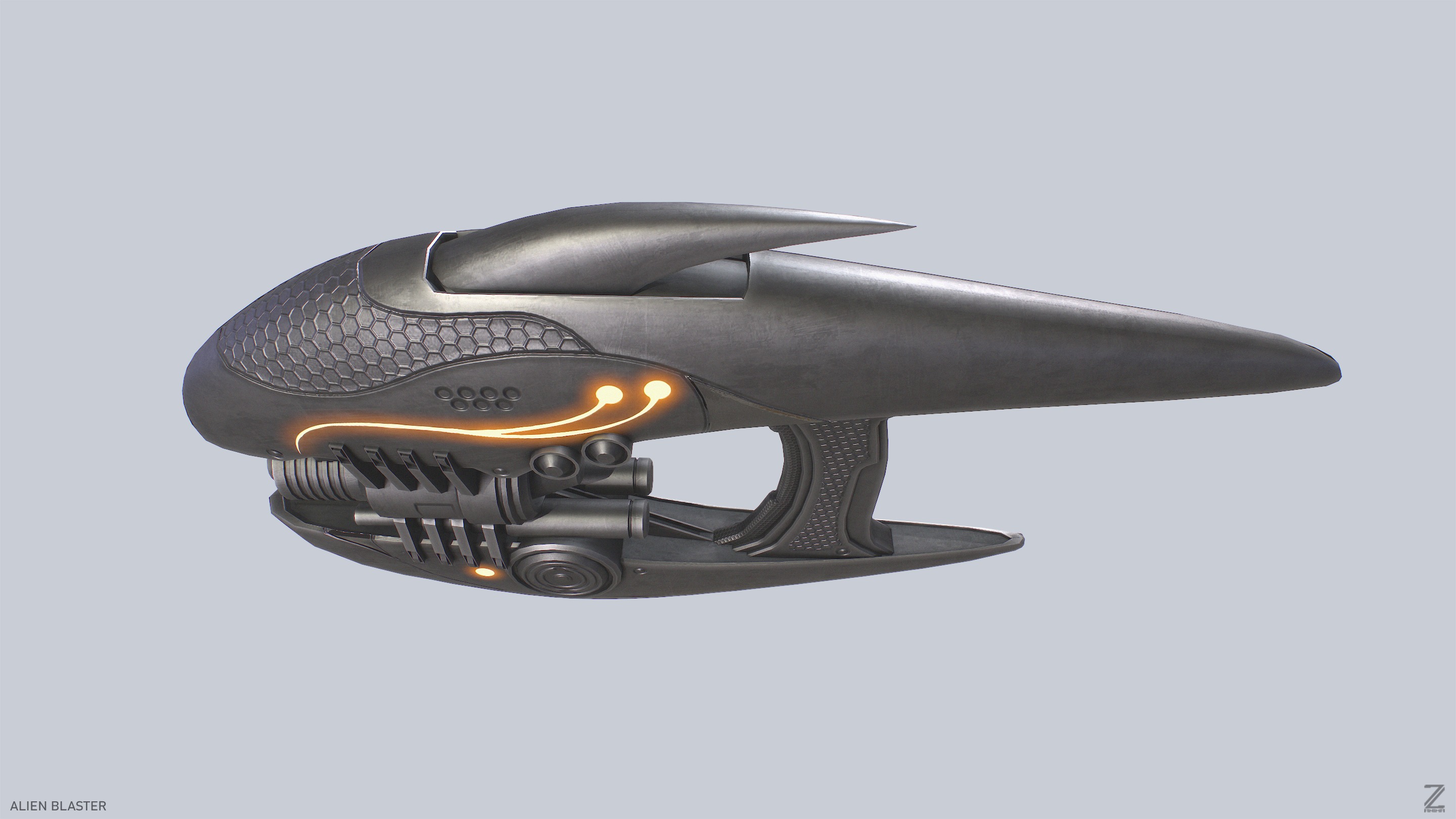 Alien blaster Low-poly 3D model_7