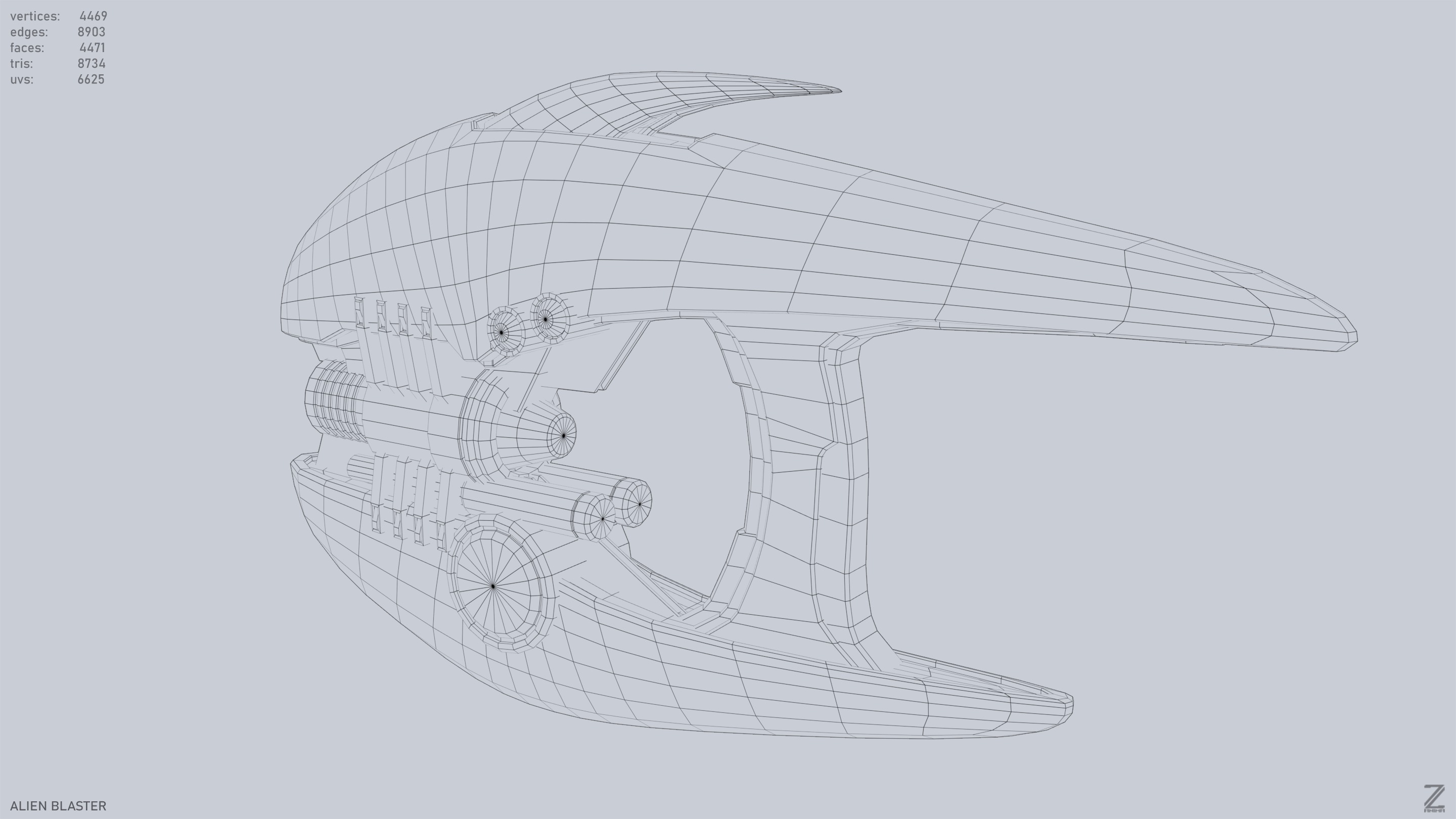 Alien blaster Low-poly 3D model_15