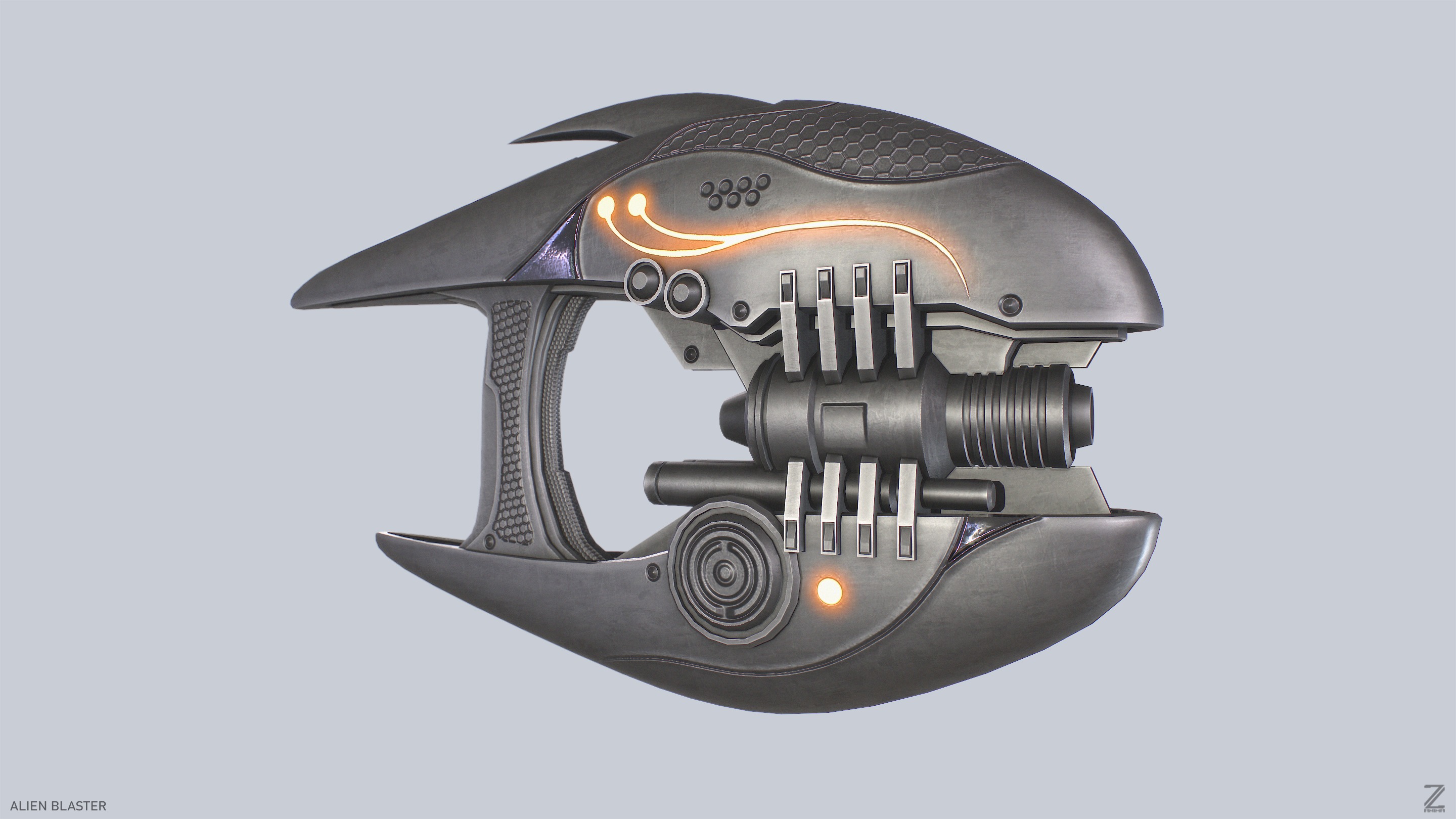 Alien blaster Low-poly 3D model_6