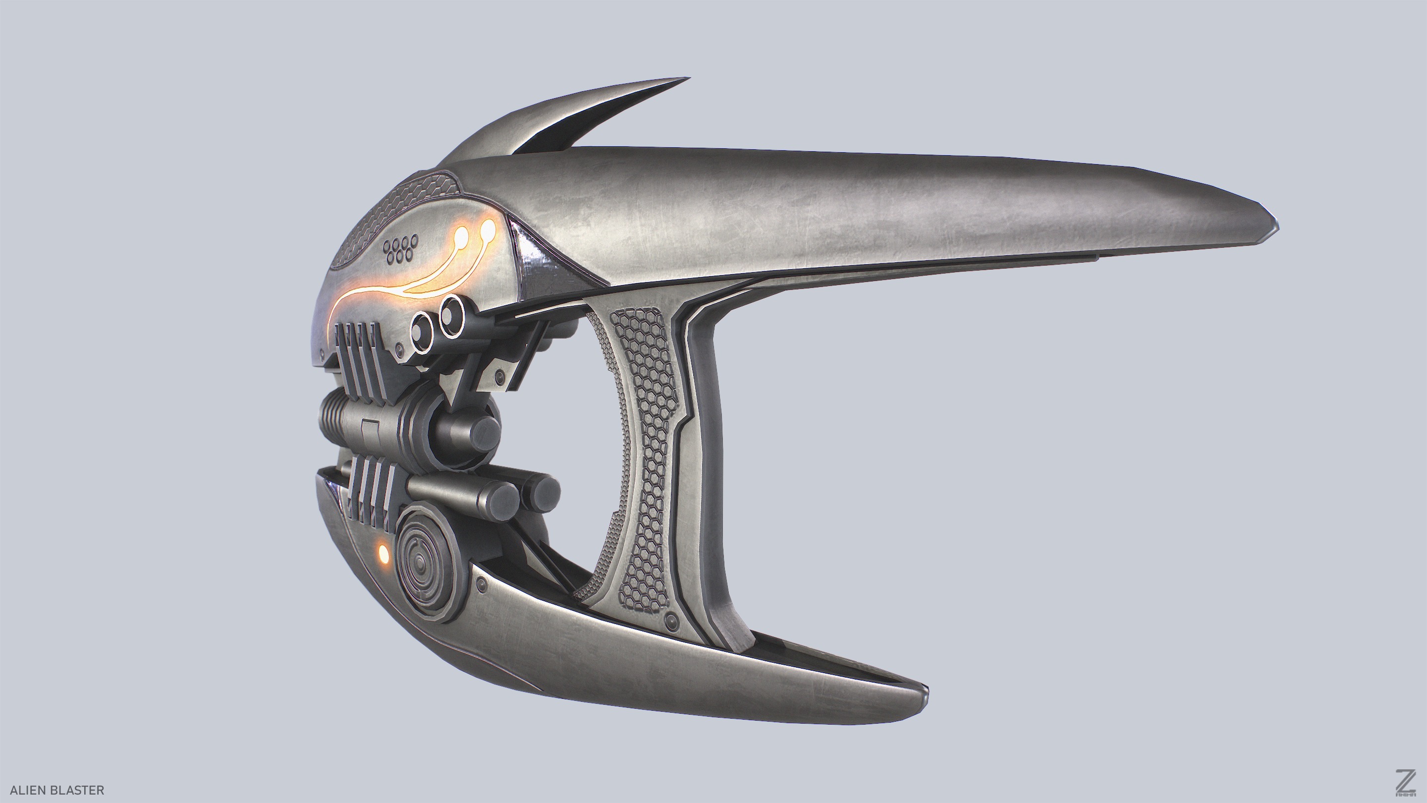 Alien blaster Low-poly 3D model_5