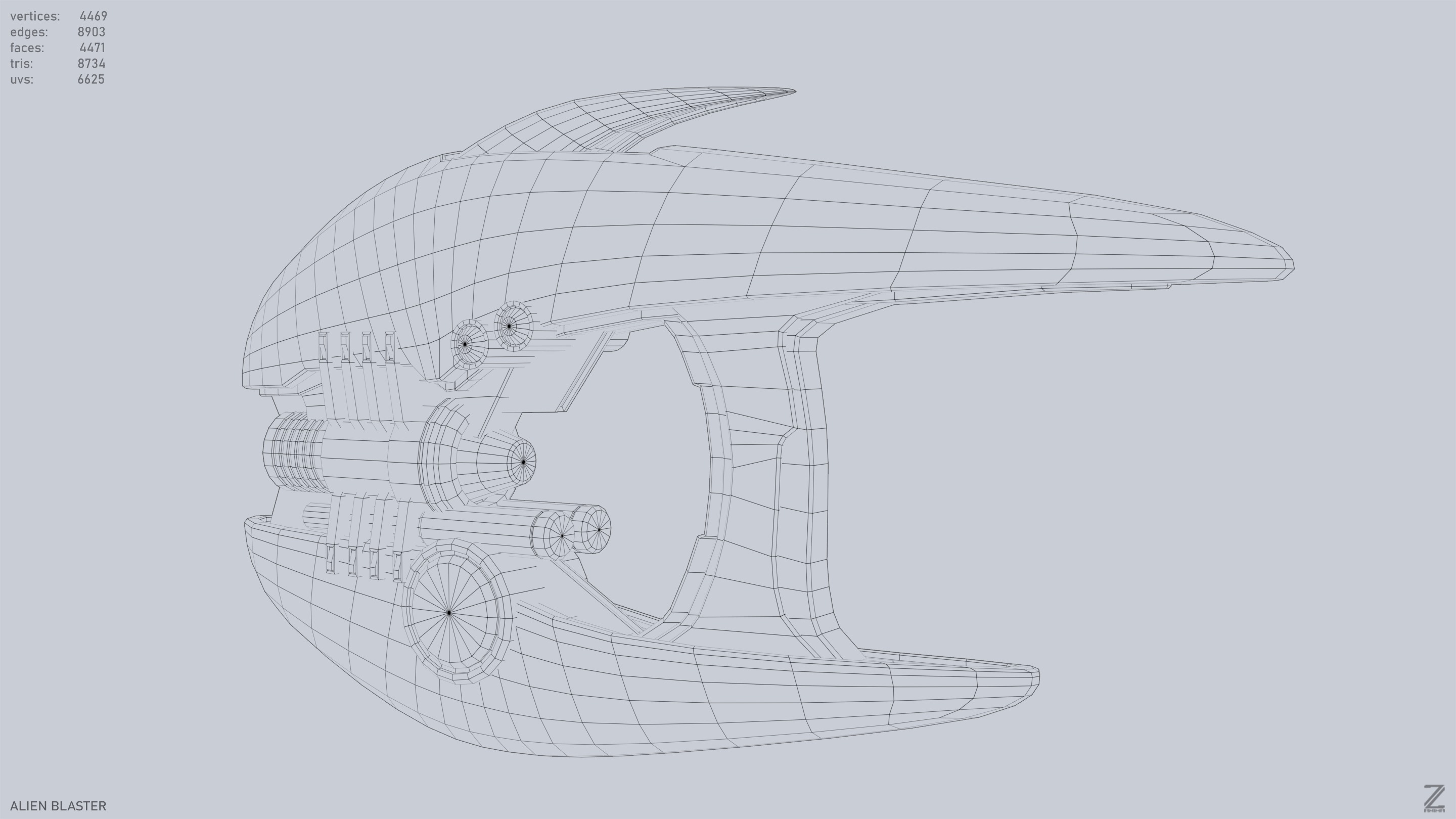 Alien blaster Low-poly 3D model_11