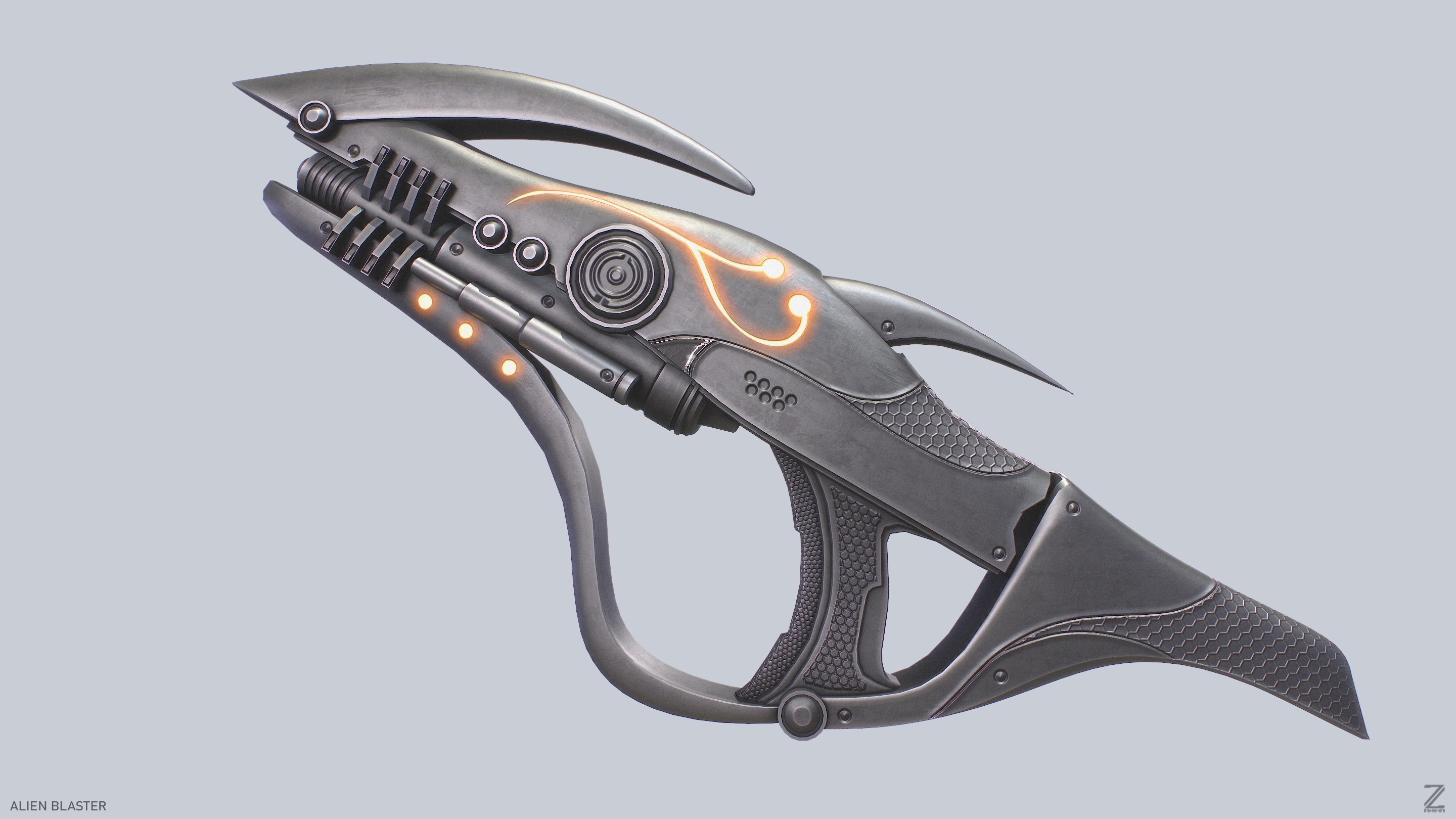 Alien blaster Low-poly 3D model_5