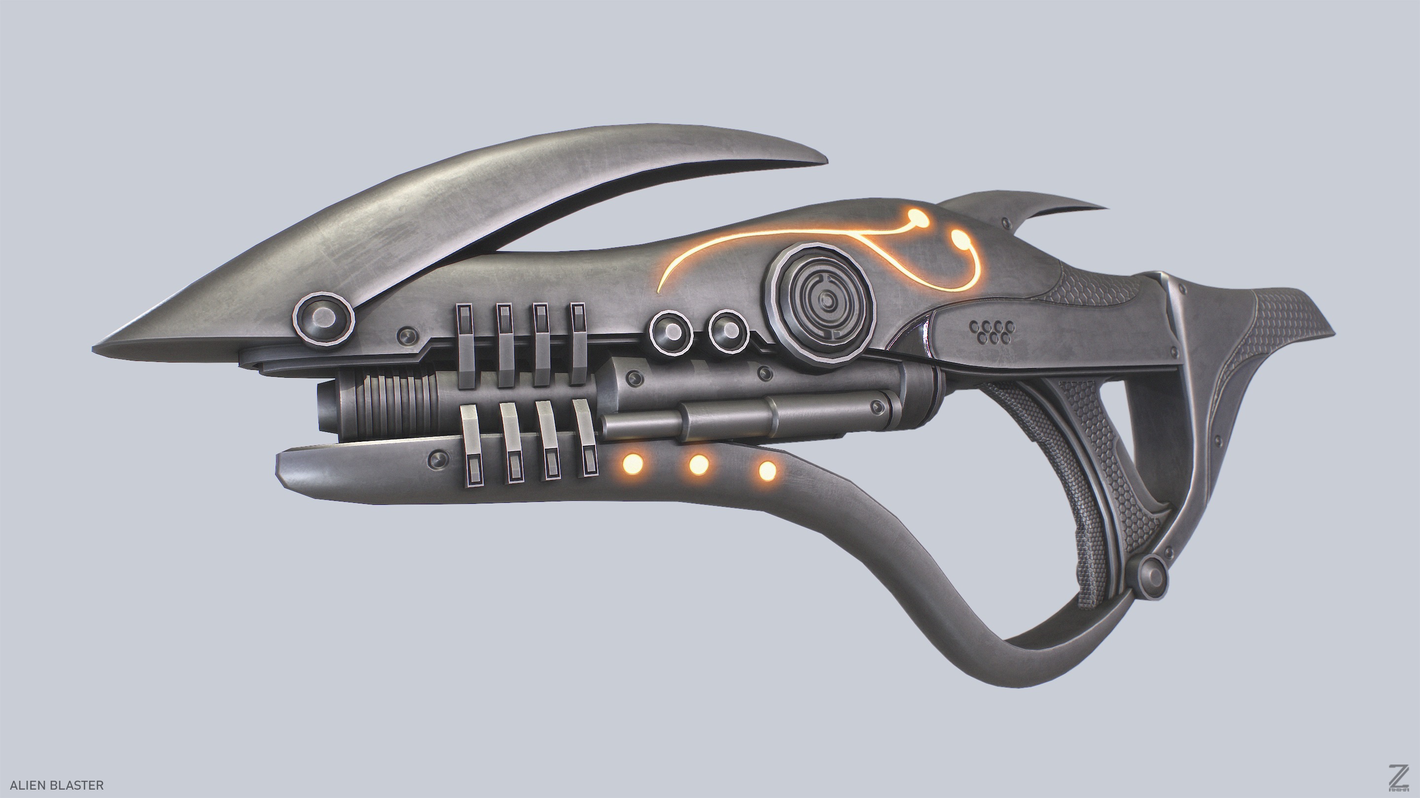 Alien blaster Low-poly 3D model_4