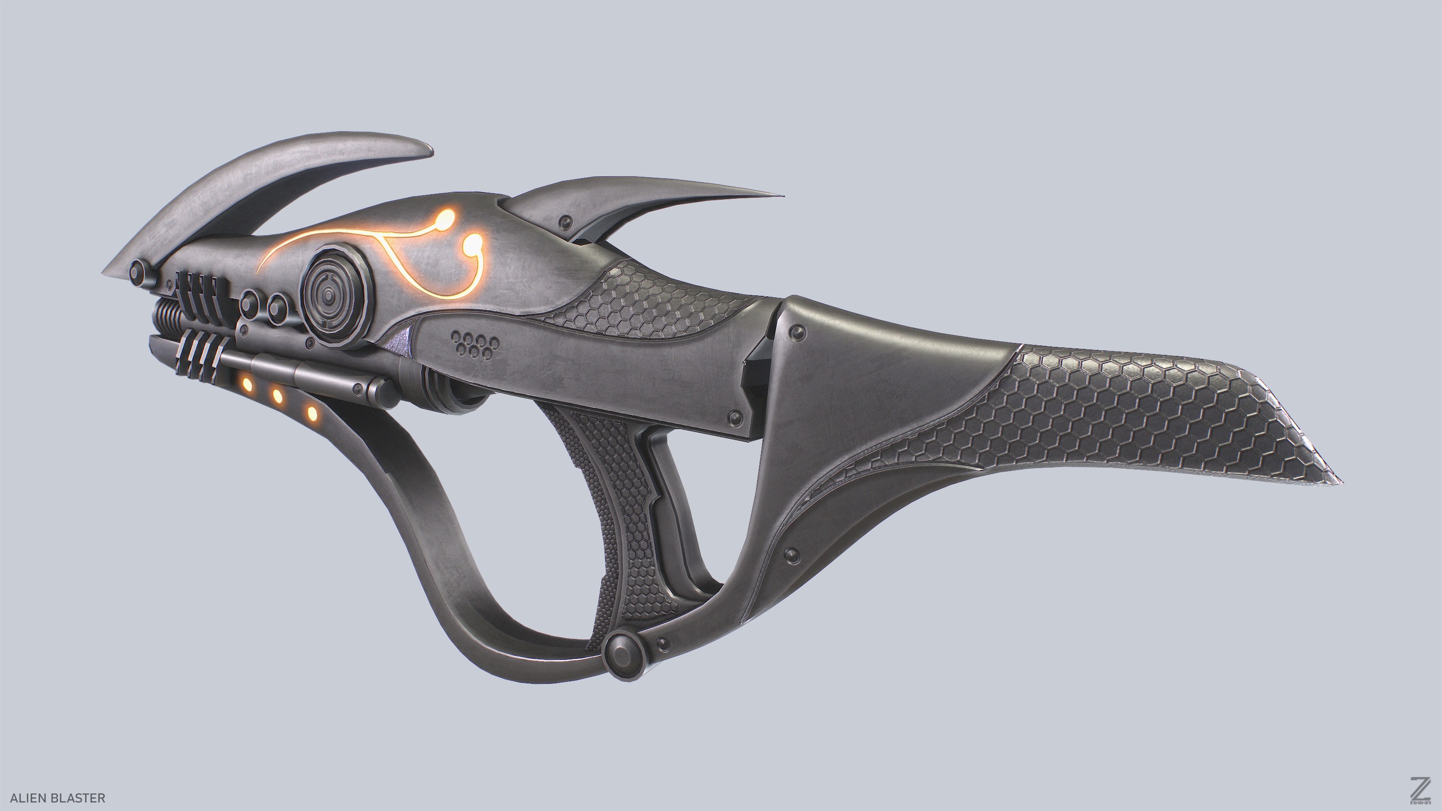 Alien blaster Low-poly 3D model_6