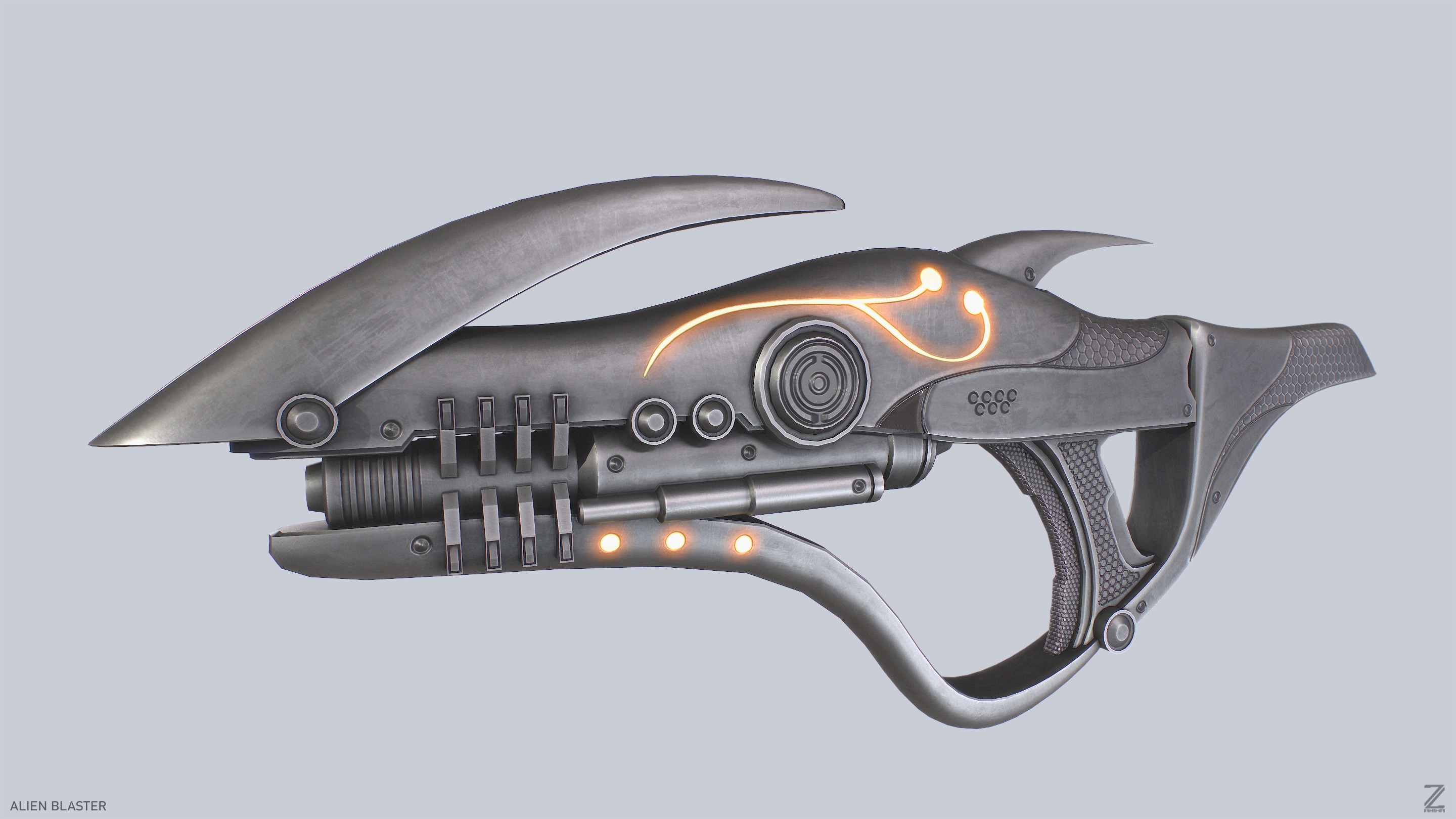 Alien blaster Low-poly 3D model_8