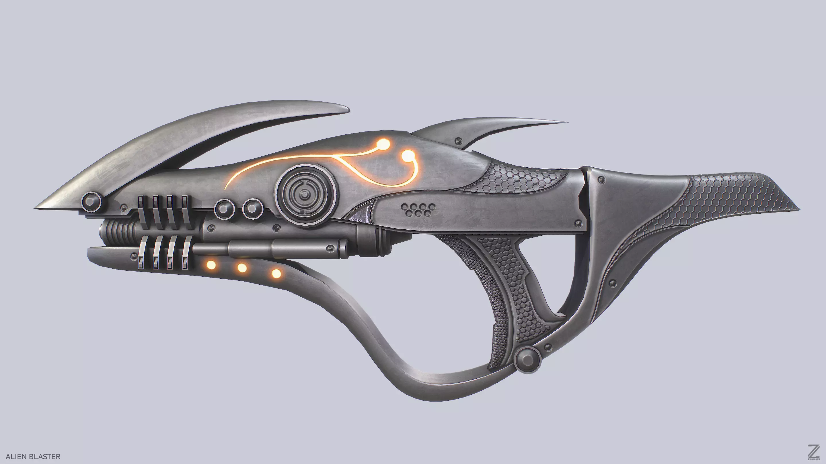 Alien blaster Low-poly 3D model_0