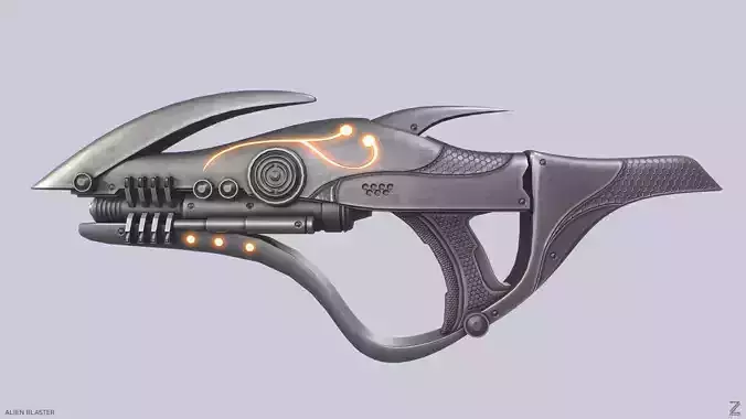 Alien blaster Low-poly 3D model