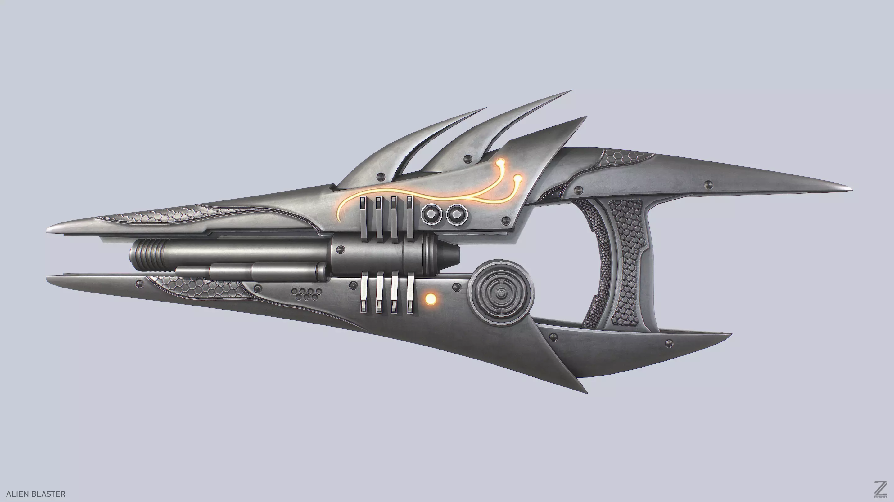 Alien blaster Low-poly 3D model_0