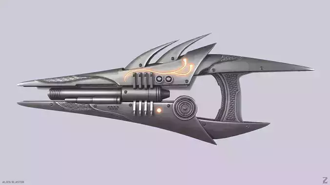 Alien blaster Low-poly 3D model
