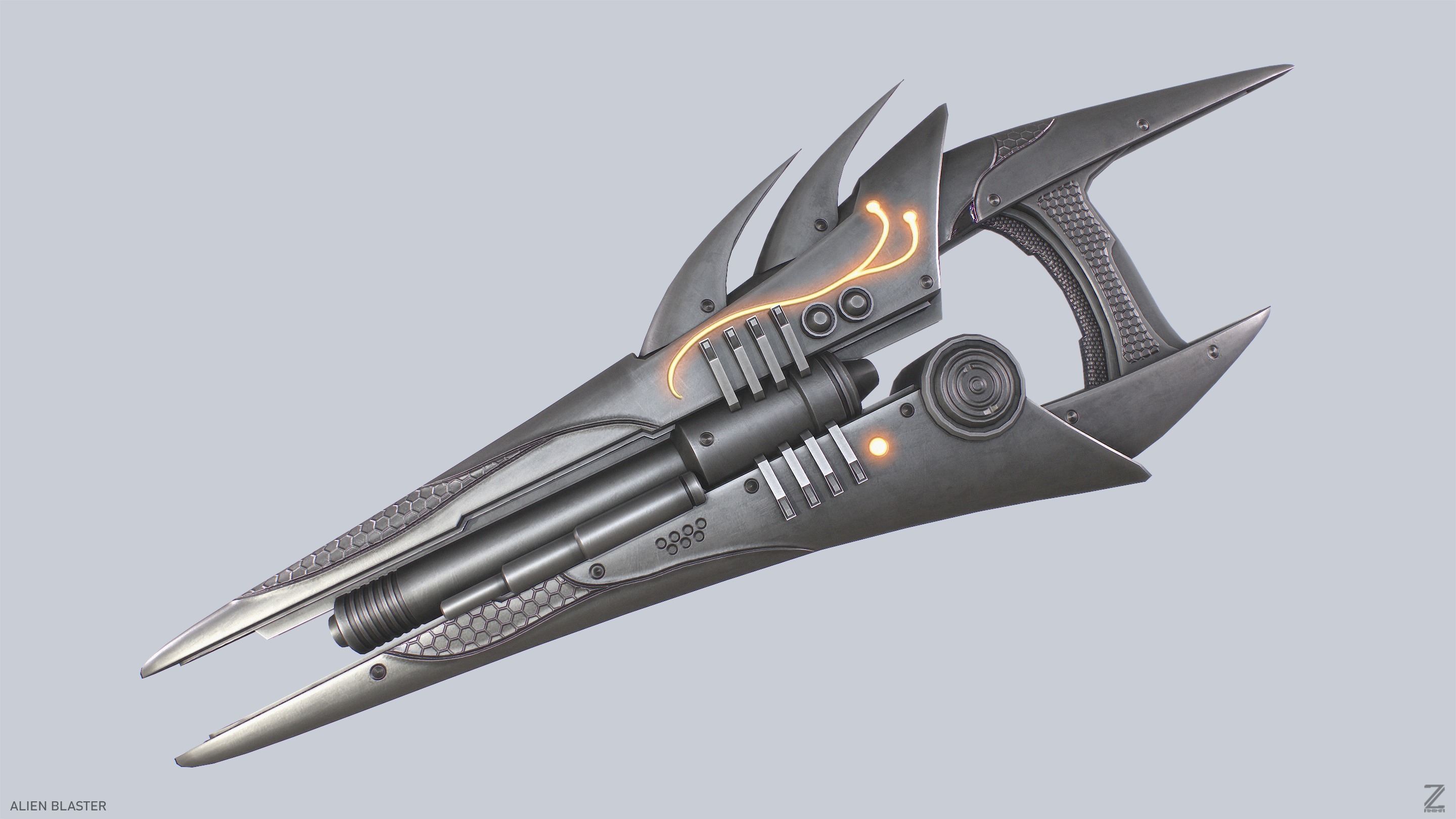 Alien blaster Low-poly 3D model_8