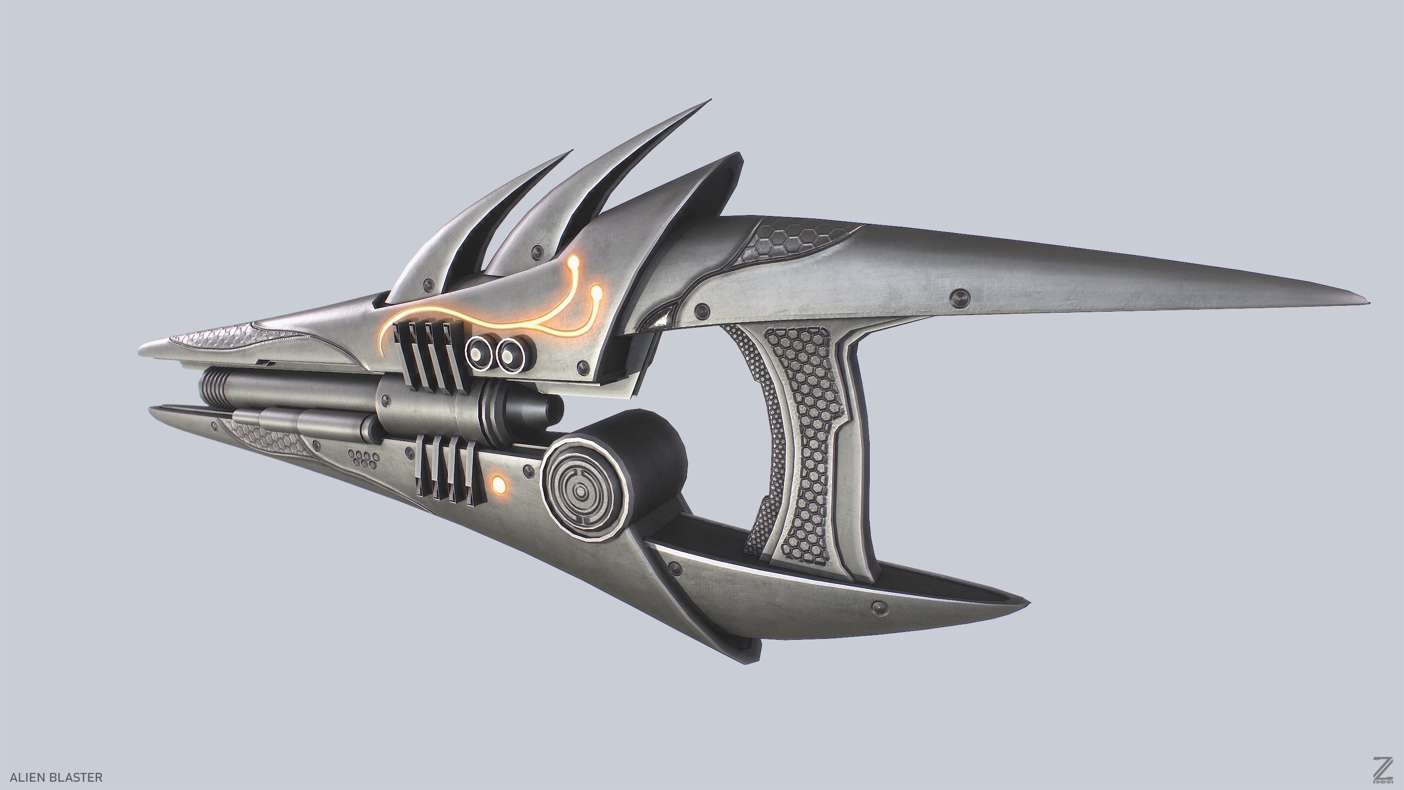 Alien blaster Low-poly 3D model_6