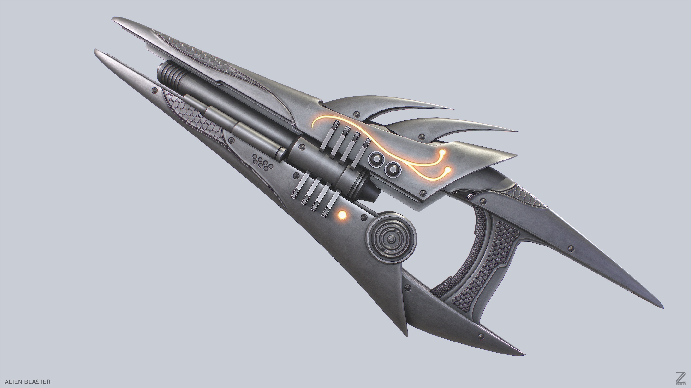 Alien blaster Low-poly 3D model_2