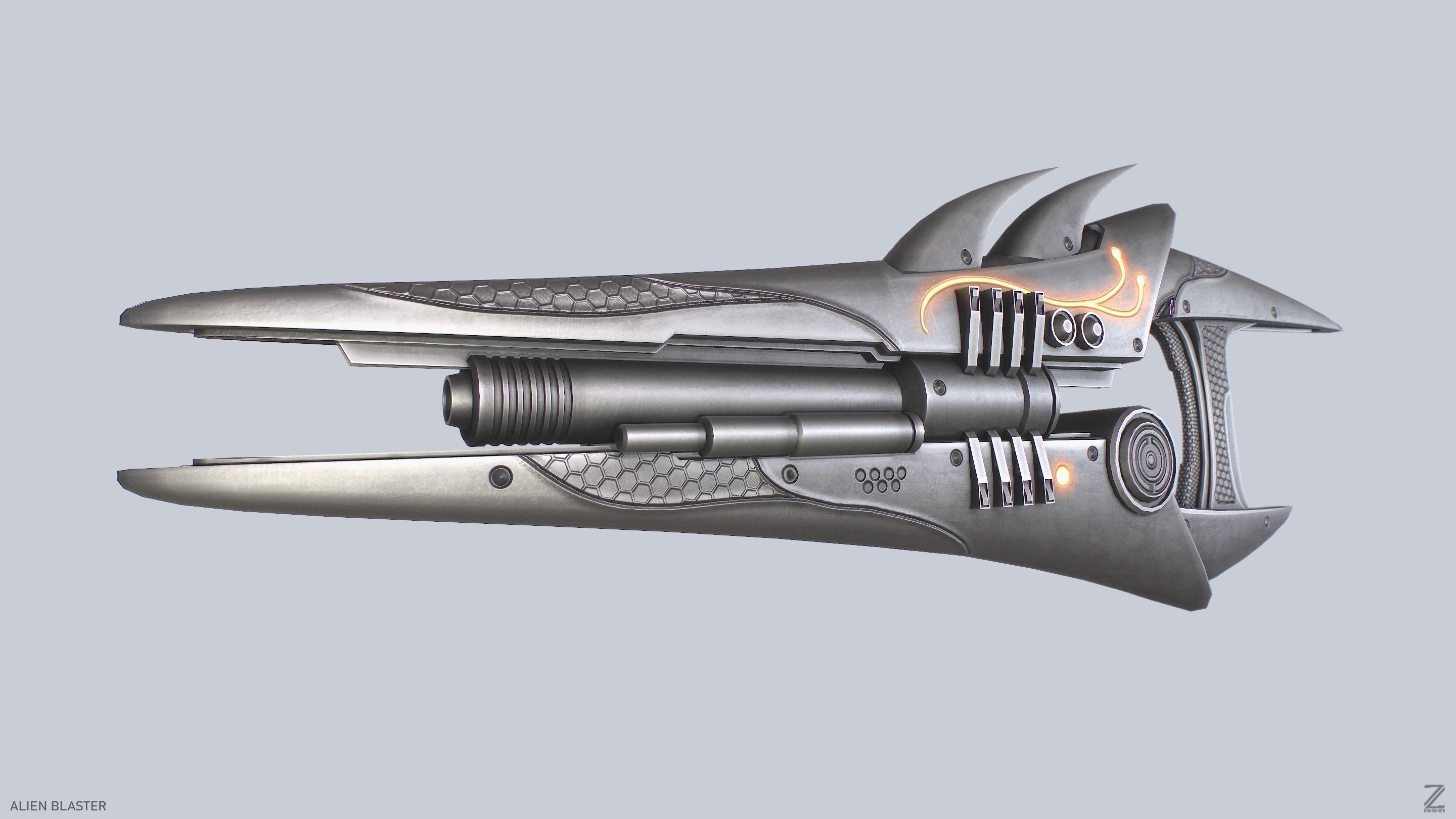 Alien blaster Low-poly 3D model_4