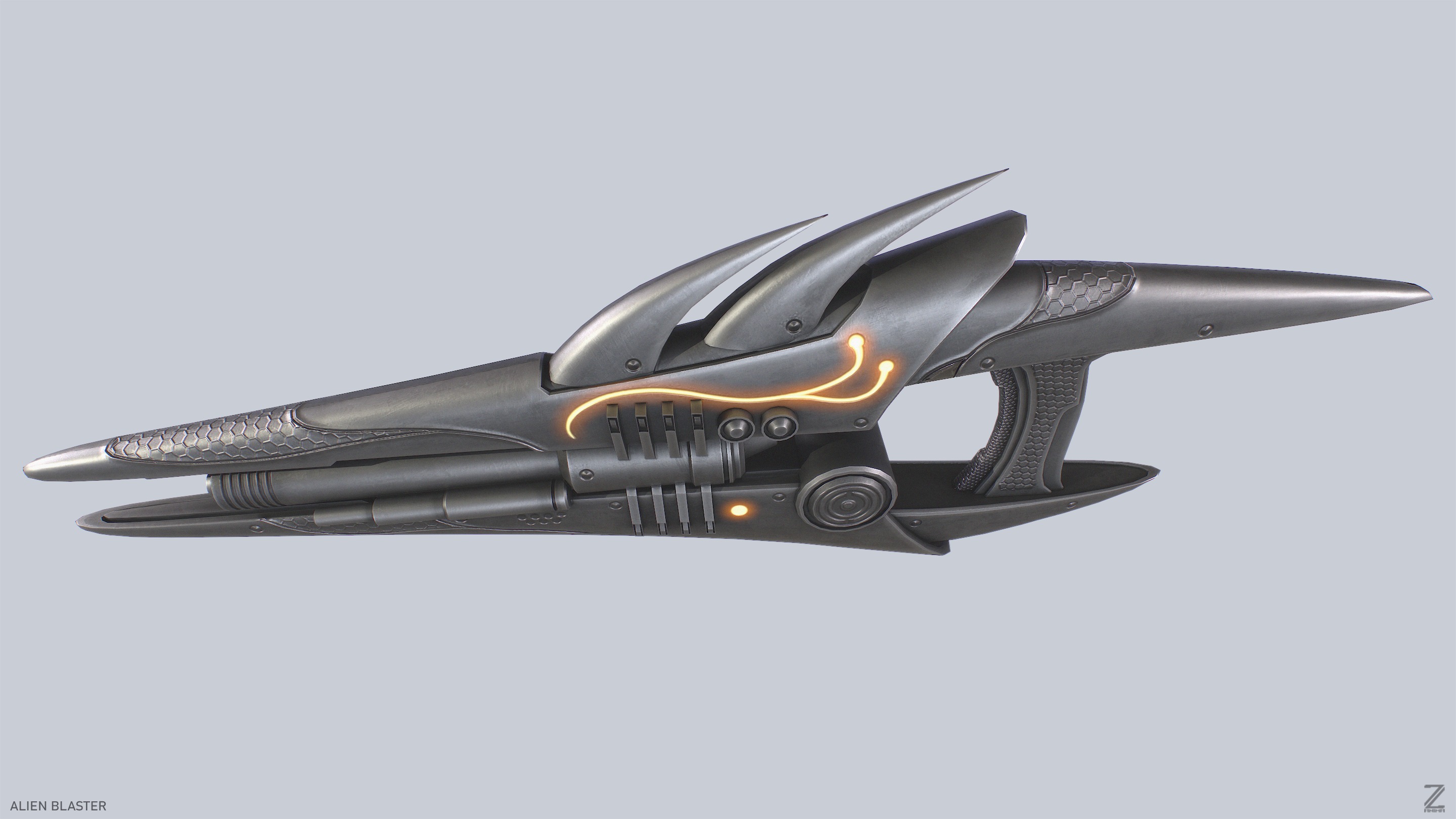 Alien blaster Low-poly 3D model_5