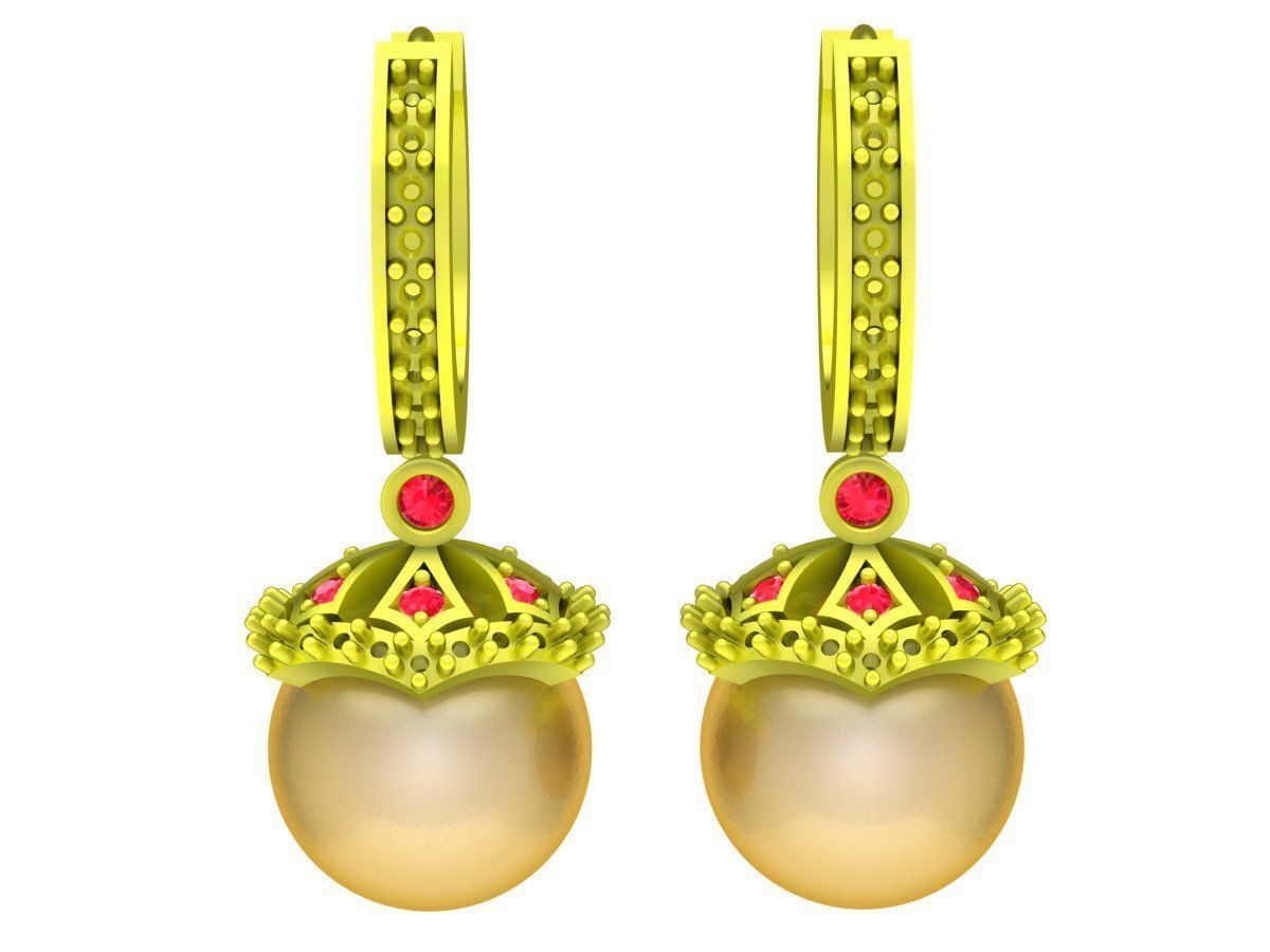 5872 diamond and pearl earrings 3D print model_1