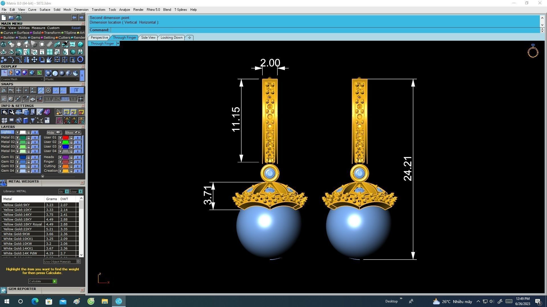 5872 diamond and pearl earrings 3D print model_6