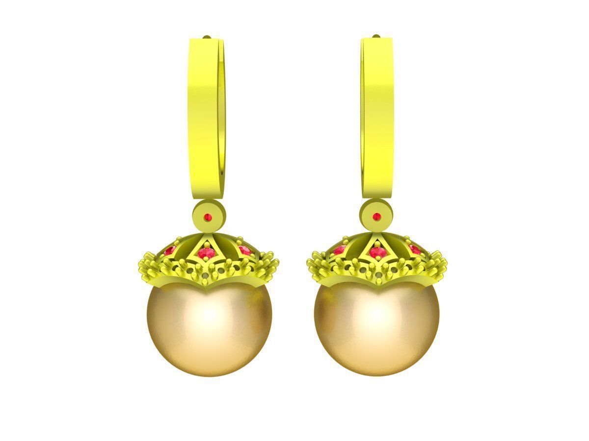 5872 diamond and pearl earrings 3D print model_3