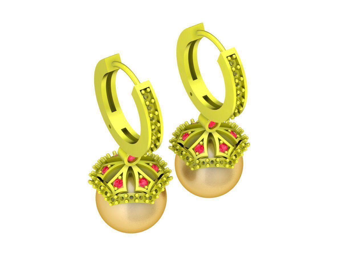 5872 diamond and pearl earrings 3D print model_4