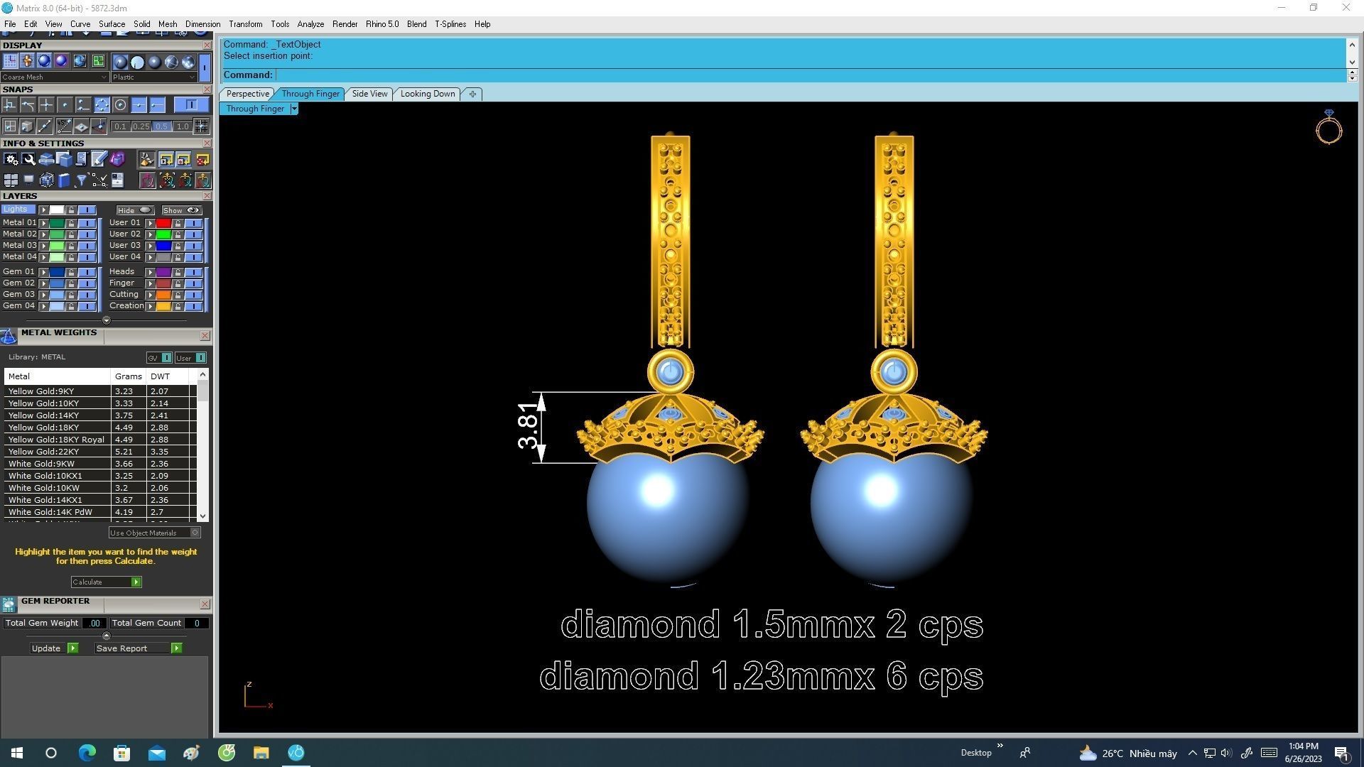 5872 diamond and pearl earrings 3D print model_8