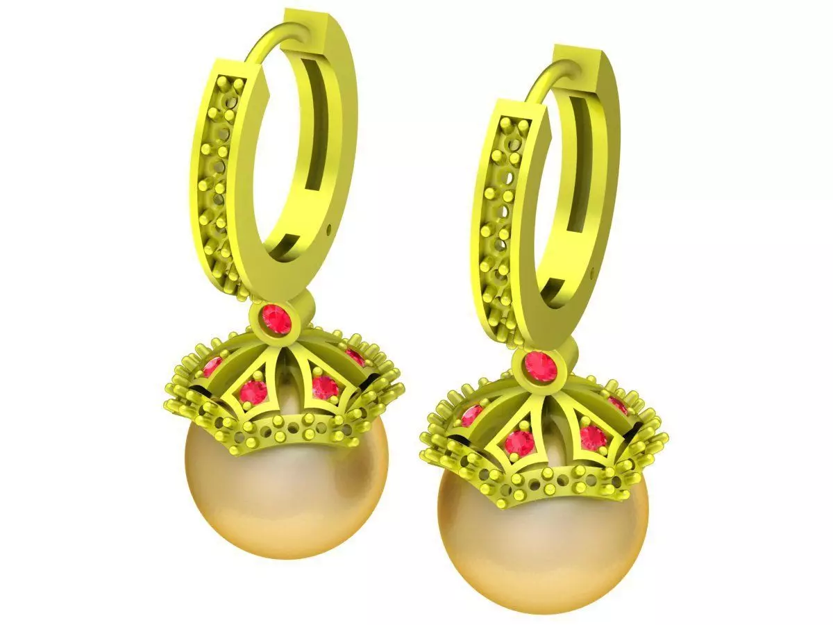 5872 diamond and pearl earrings 3D print model_0