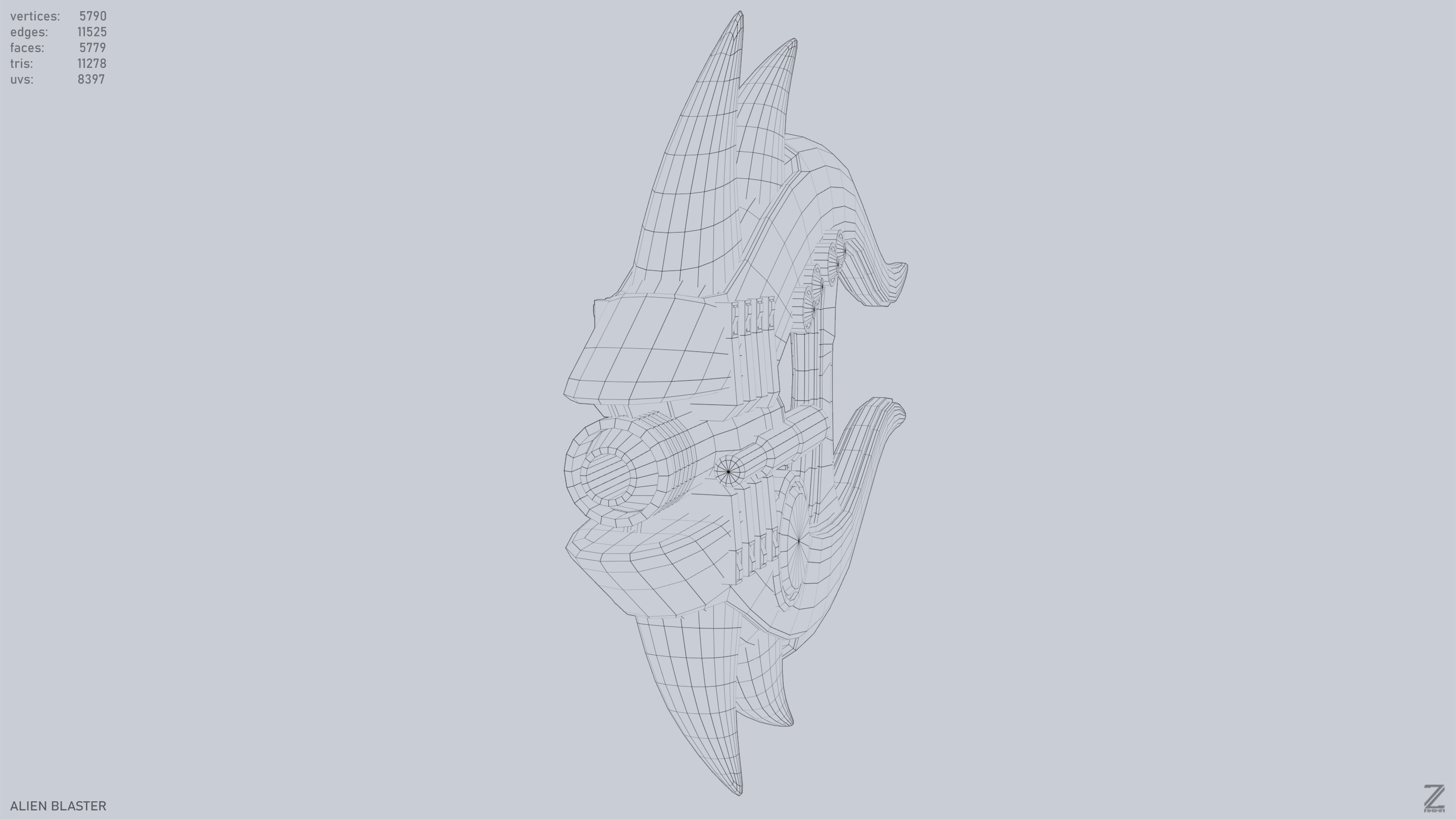 Alien blaster Low-poly 3D model_13