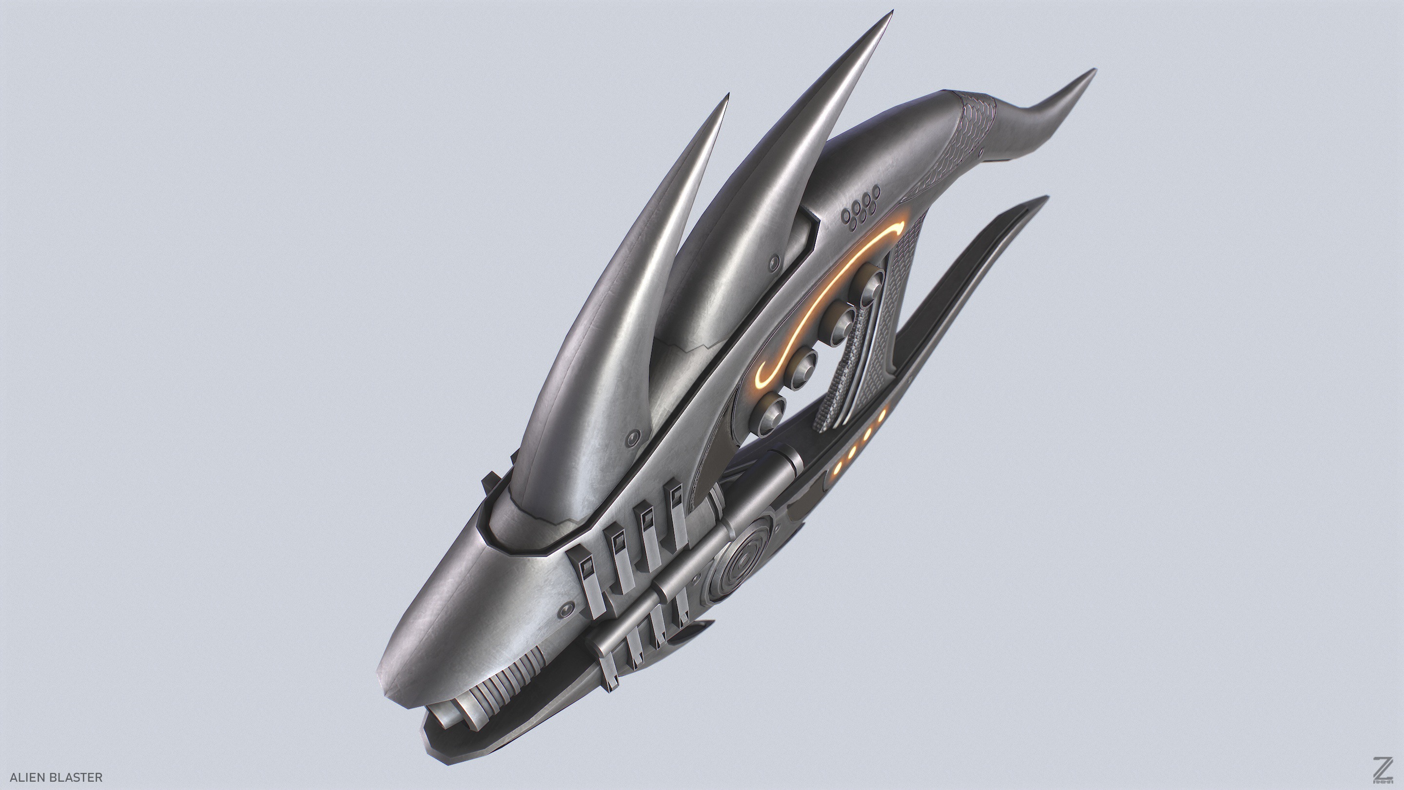 Alien blaster Low-poly 3D model_8