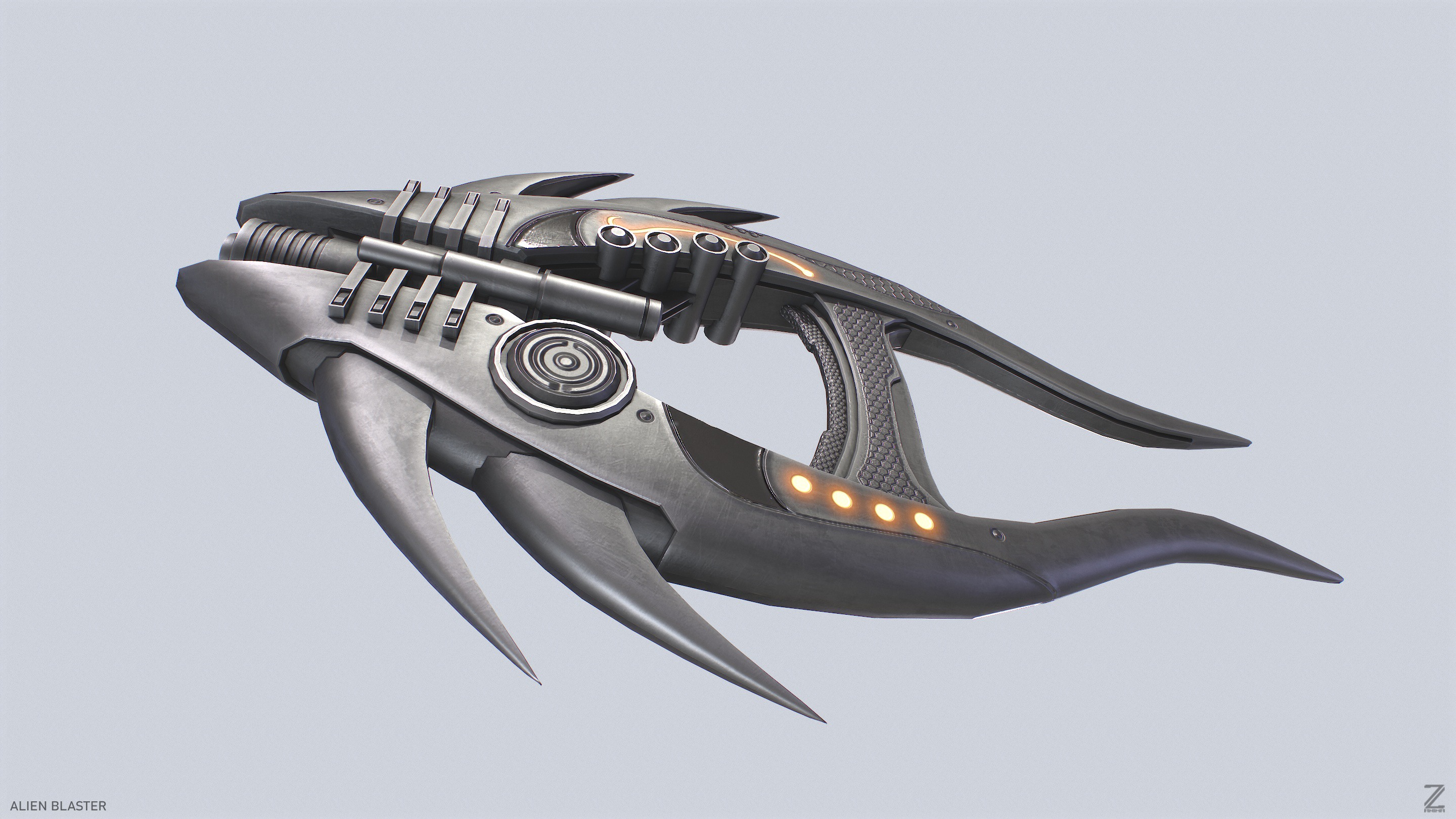 Alien blaster Low-poly 3D model_7