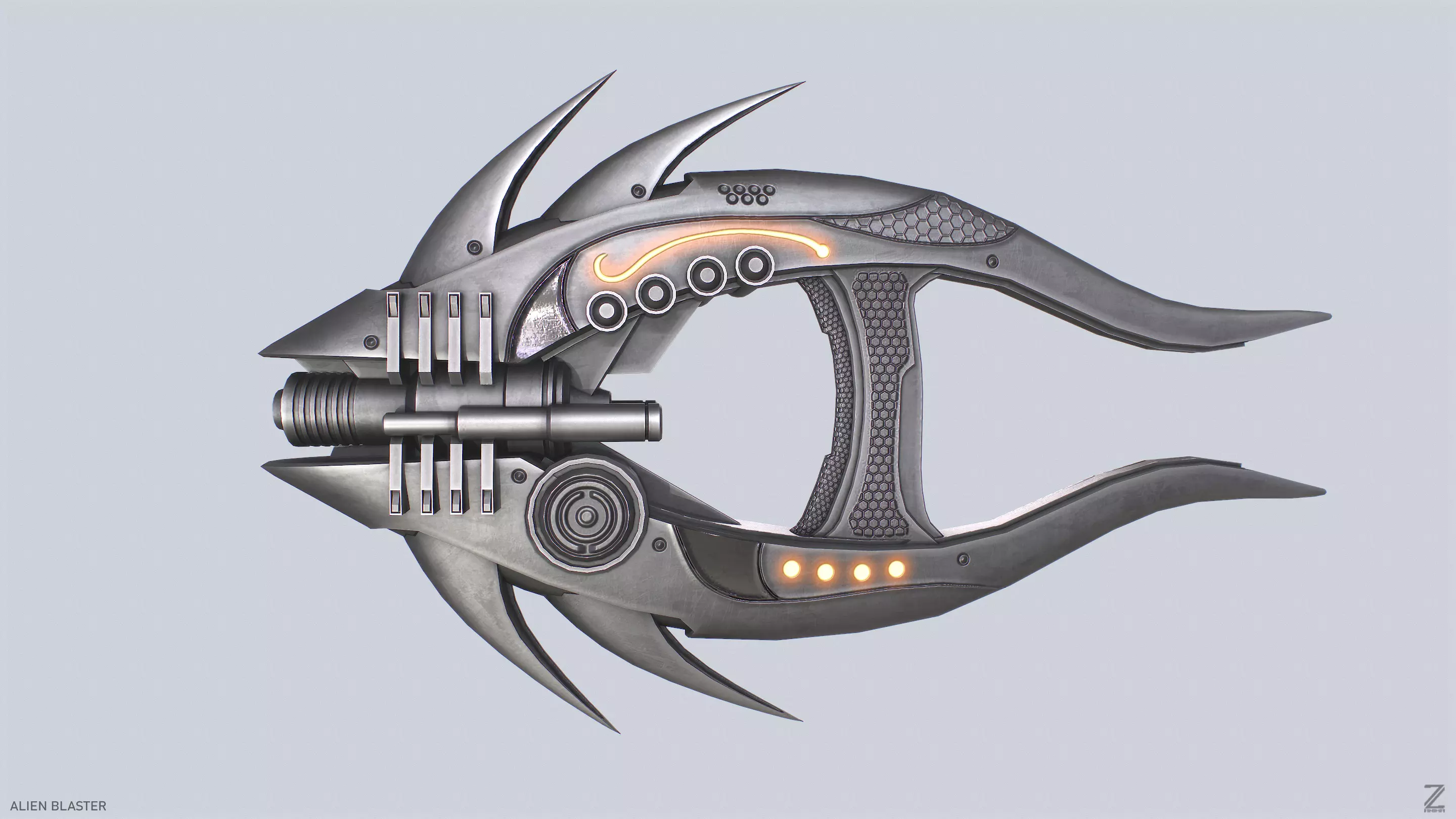 Alien blaster Low-poly 3D model_0