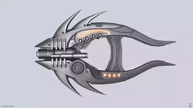 Alien blaster Low-poly 3D model