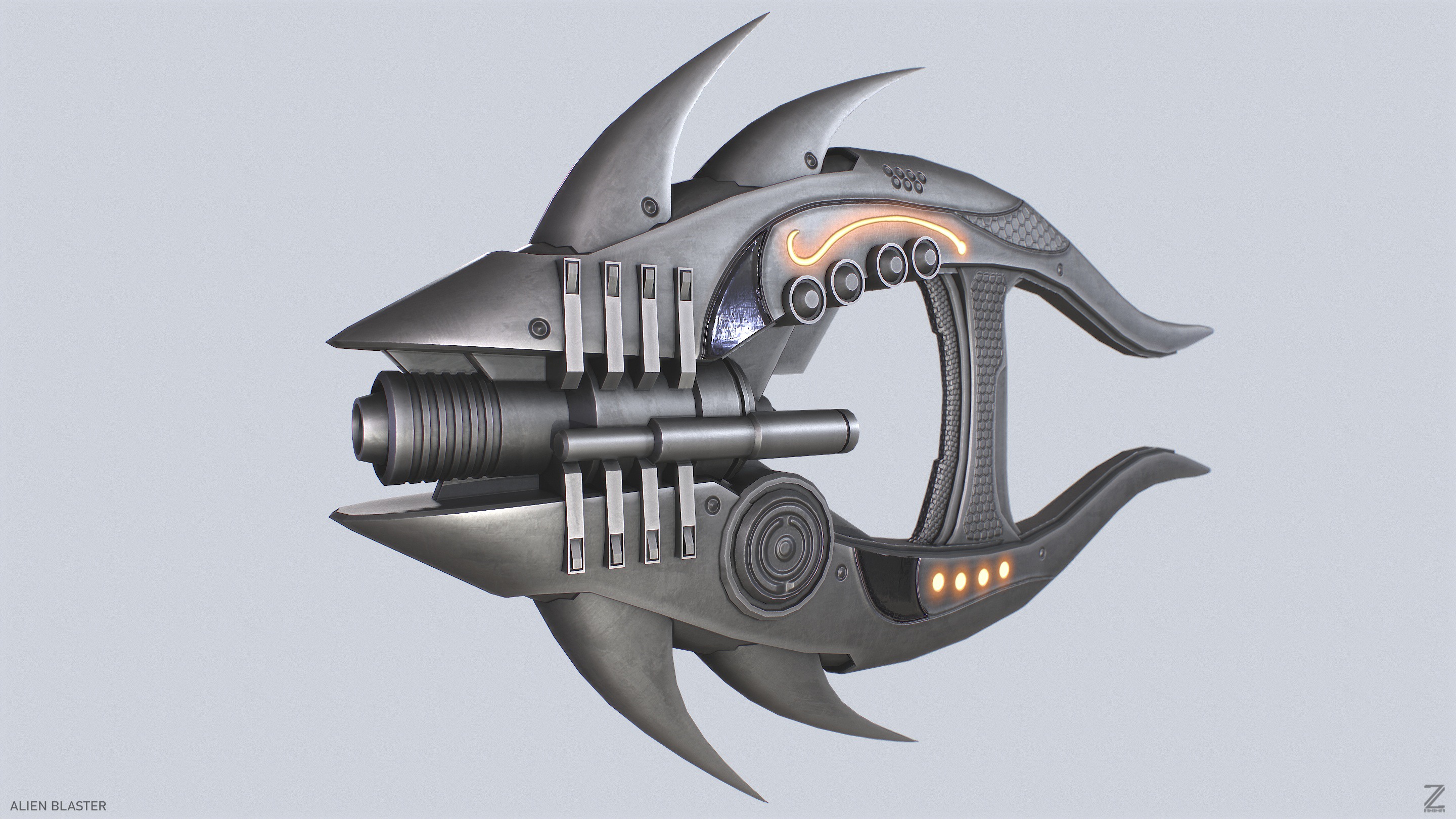 Alien blaster Low-poly 3D model_5