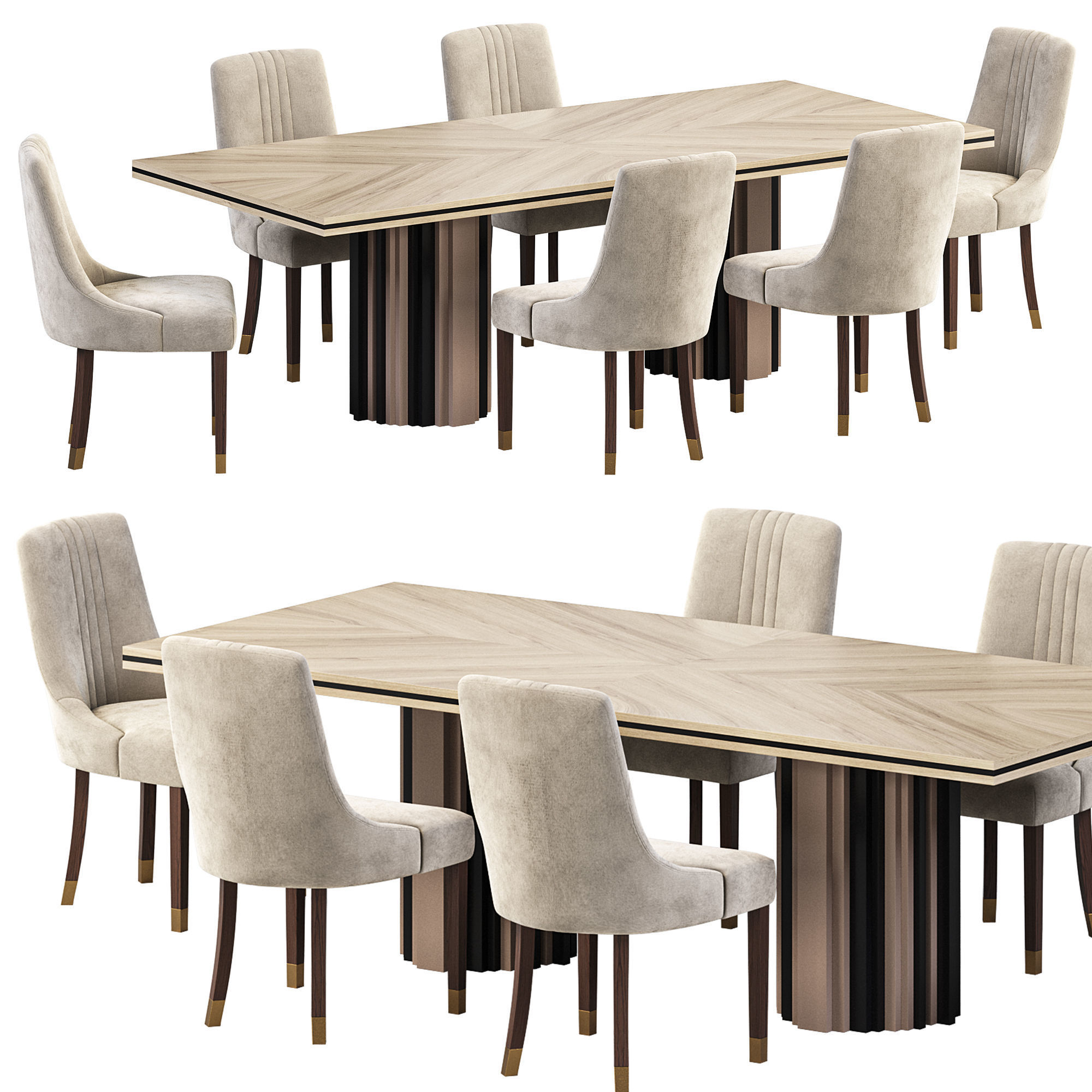 Ginger dining table and LASKASAS SIMONE CHAIR 3D model_1
