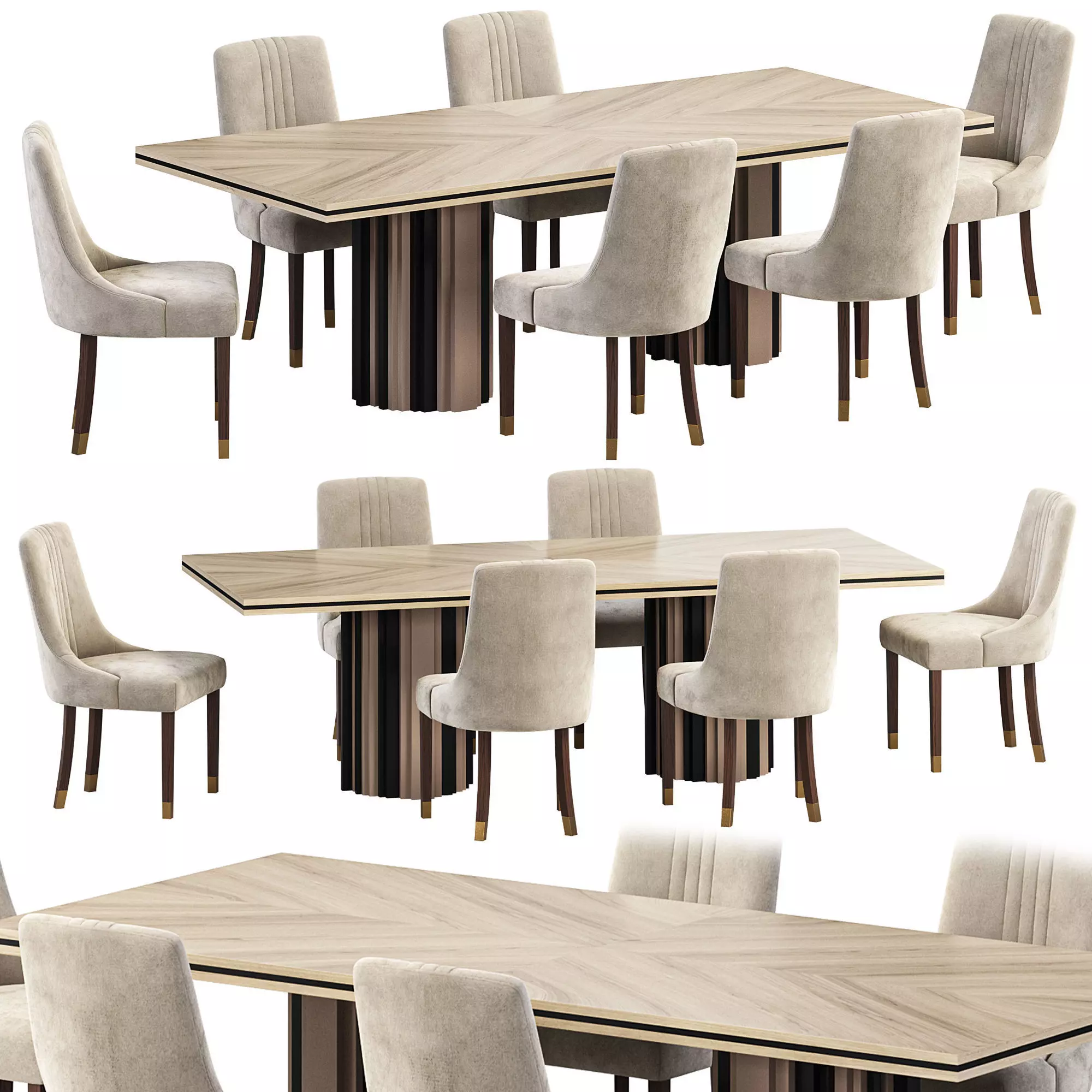 Ginger dining table and LASKASAS SIMONE CHAIR 3D model_0