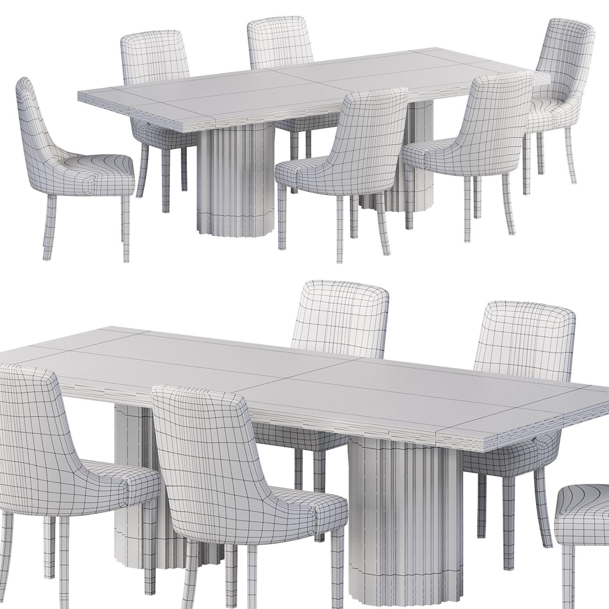 Ginger dining table and LASKASAS SIMONE CHAIR 3D model_2