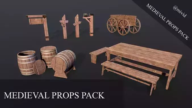 Medieval props pack 3d