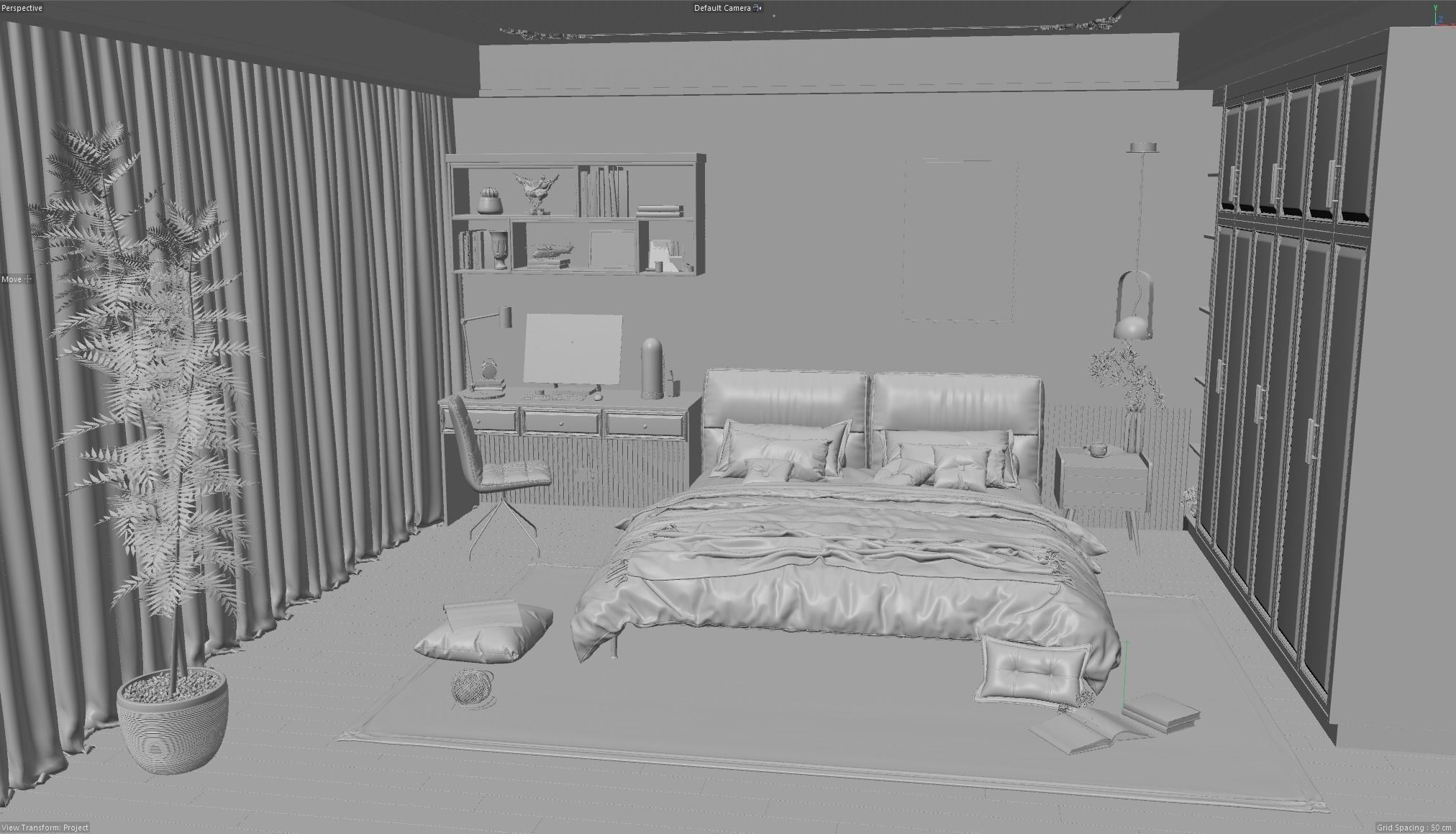 Cozy Bedroom Interior Scene  3D model_13