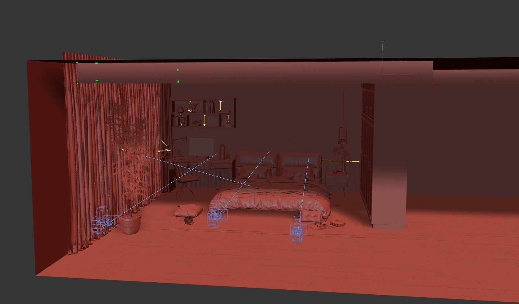 Cozy Bedroom Interior Scene  3D model_14