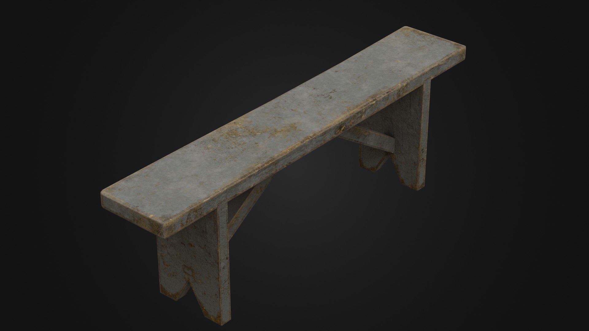 Old Dirty Worn Wooden Bench 10 Low-poly 3D model_30