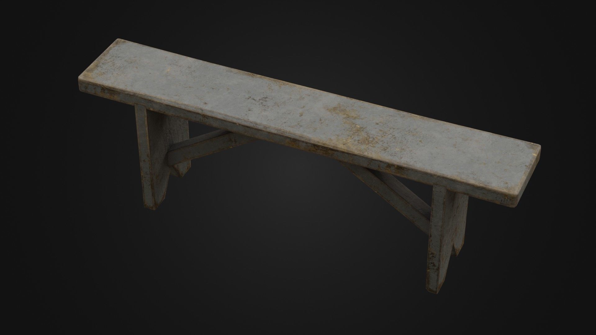 Old Dirty Worn Wooden Bench 10 Low-poly 3D model_43